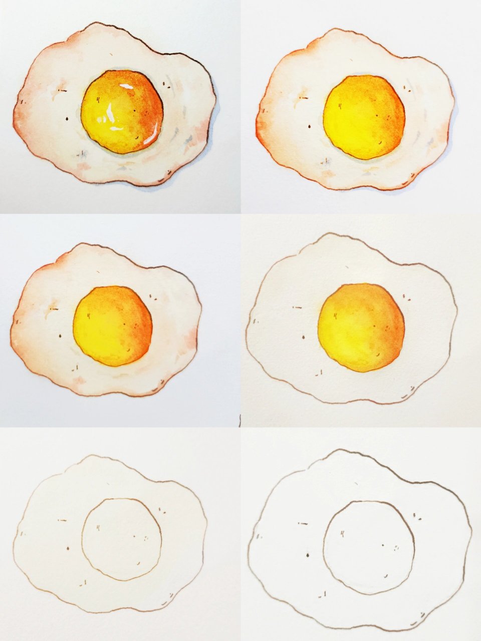 鸡蛋🥚画法|钢笔淡彩 一分钟教你学会画鸡蛋(超详细) 水彩纸:宝虹