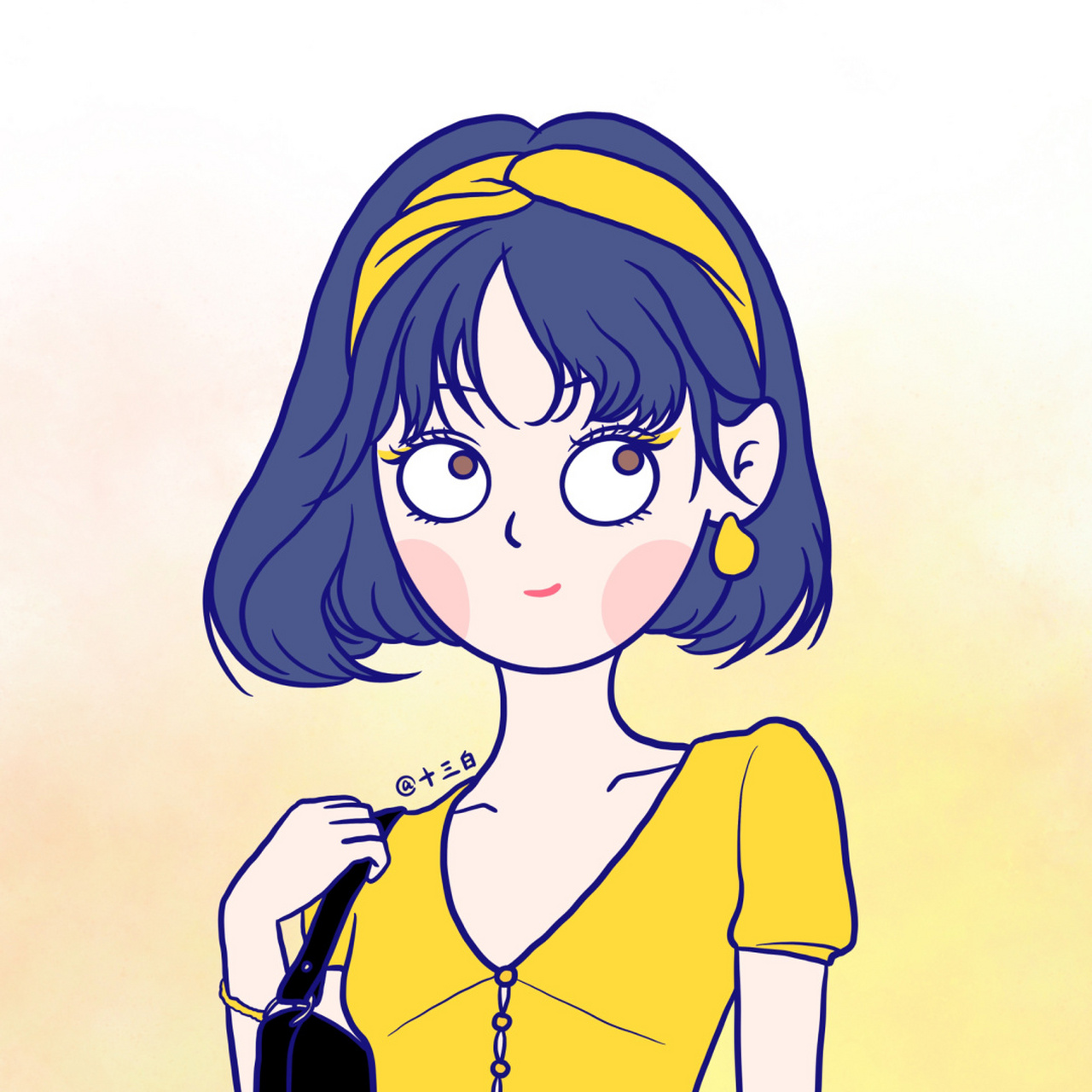 戴发箍的女孩闺蜜团 姐妹女生头像系列插画 九色女生 你喜欢哪一位