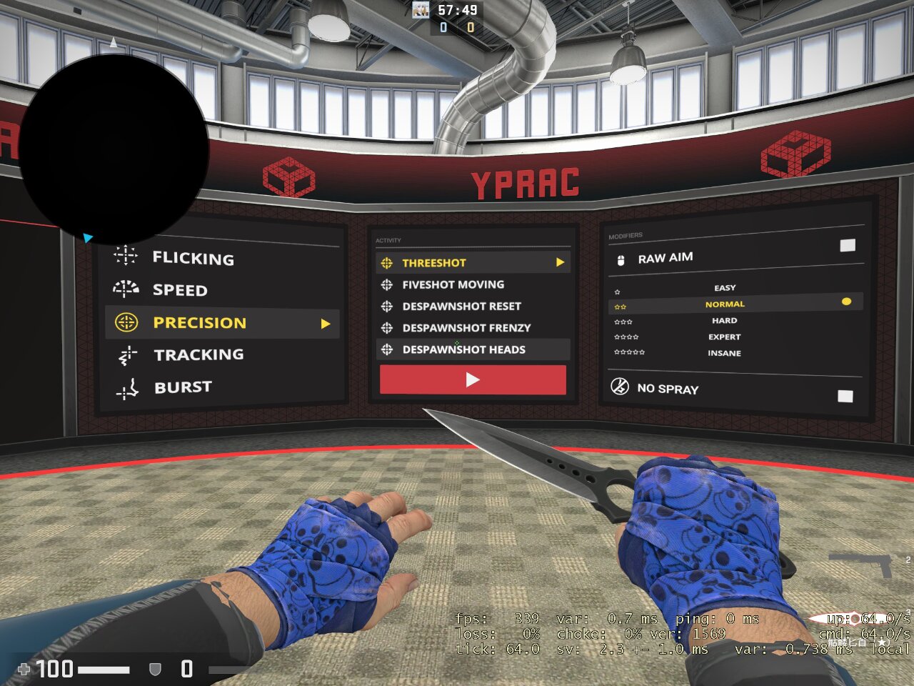 csgo定位瞄准练习地图 yprac aim trainer02 可以在steam创意工坊
