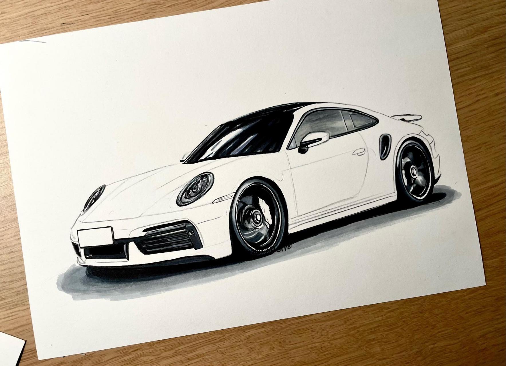 【马克笔•彩铅•手绘】保时捷911.