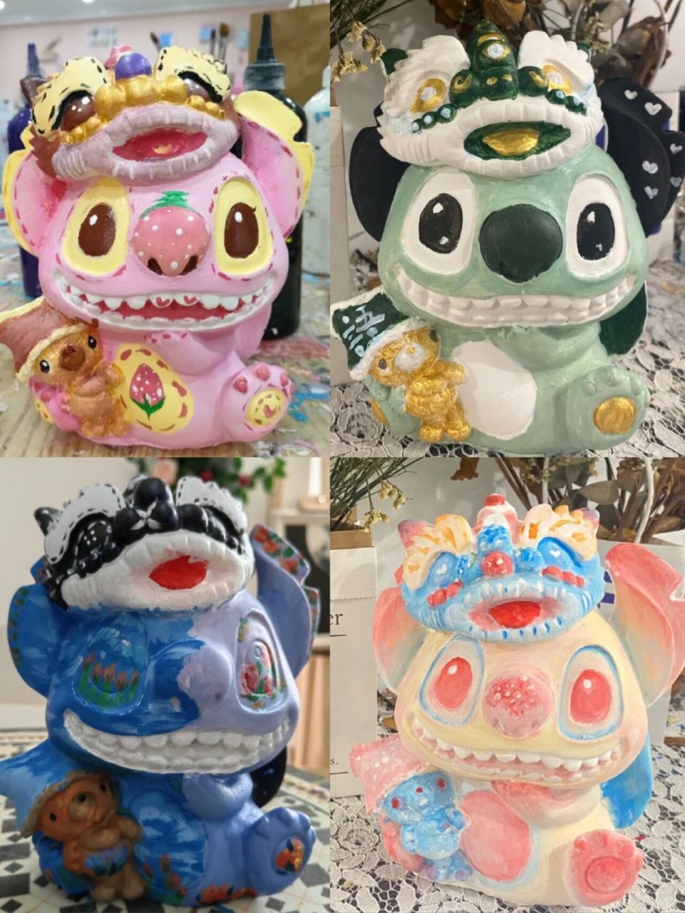 石膏娃娃之🐯虎头史迪仔涂色大合集 🐯虎头虎脑史迪仔来喽～ 谁能