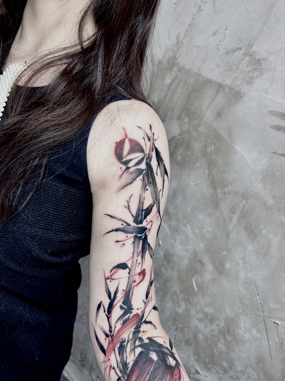 竹|水墨纹身|花臂纹身