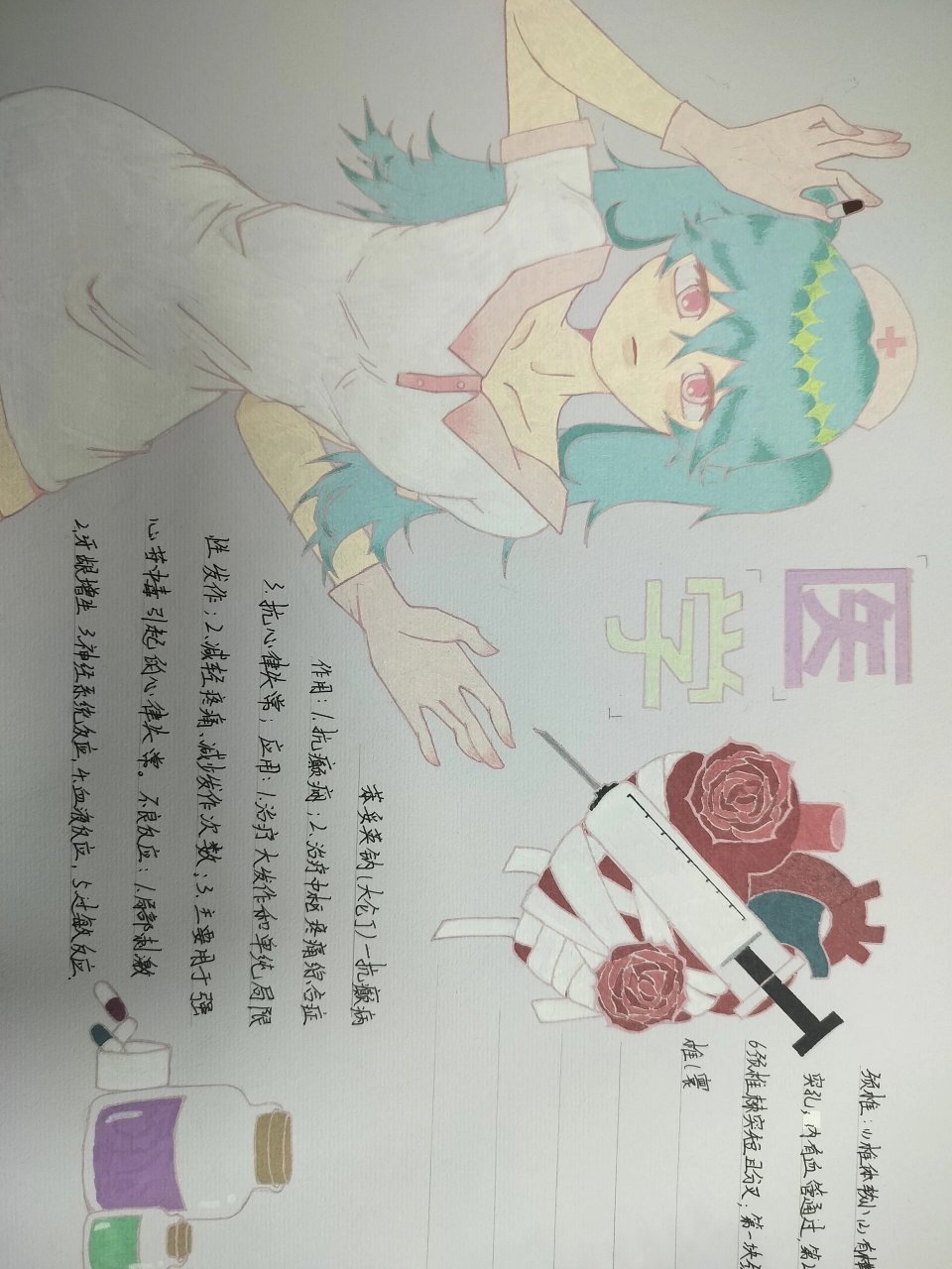 医学类手抄报 进度发发   二编:蓝果手帐笔,好浪费水啊这个😨  三编