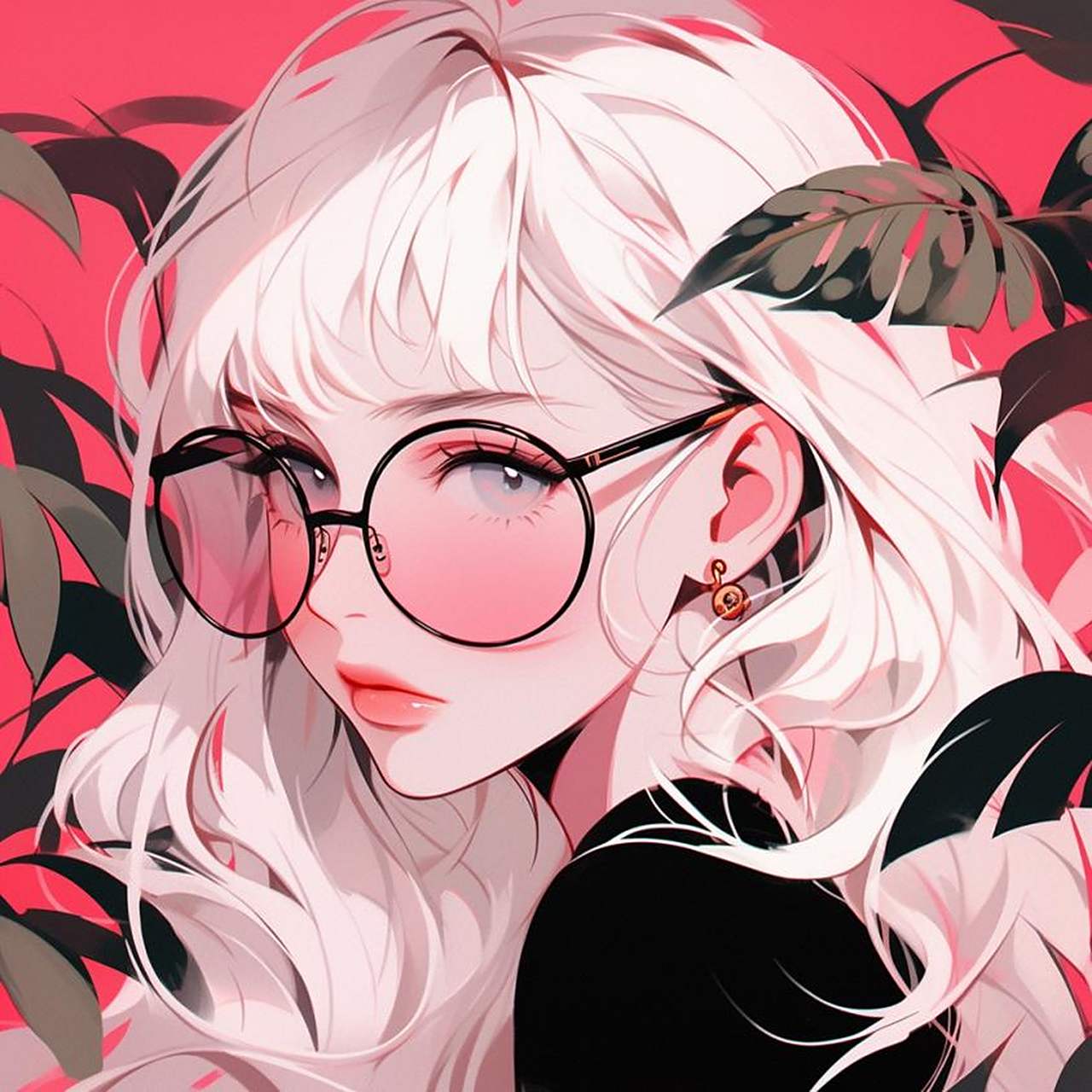 粉色系插图风女生头像 ai绘画头像女生头像