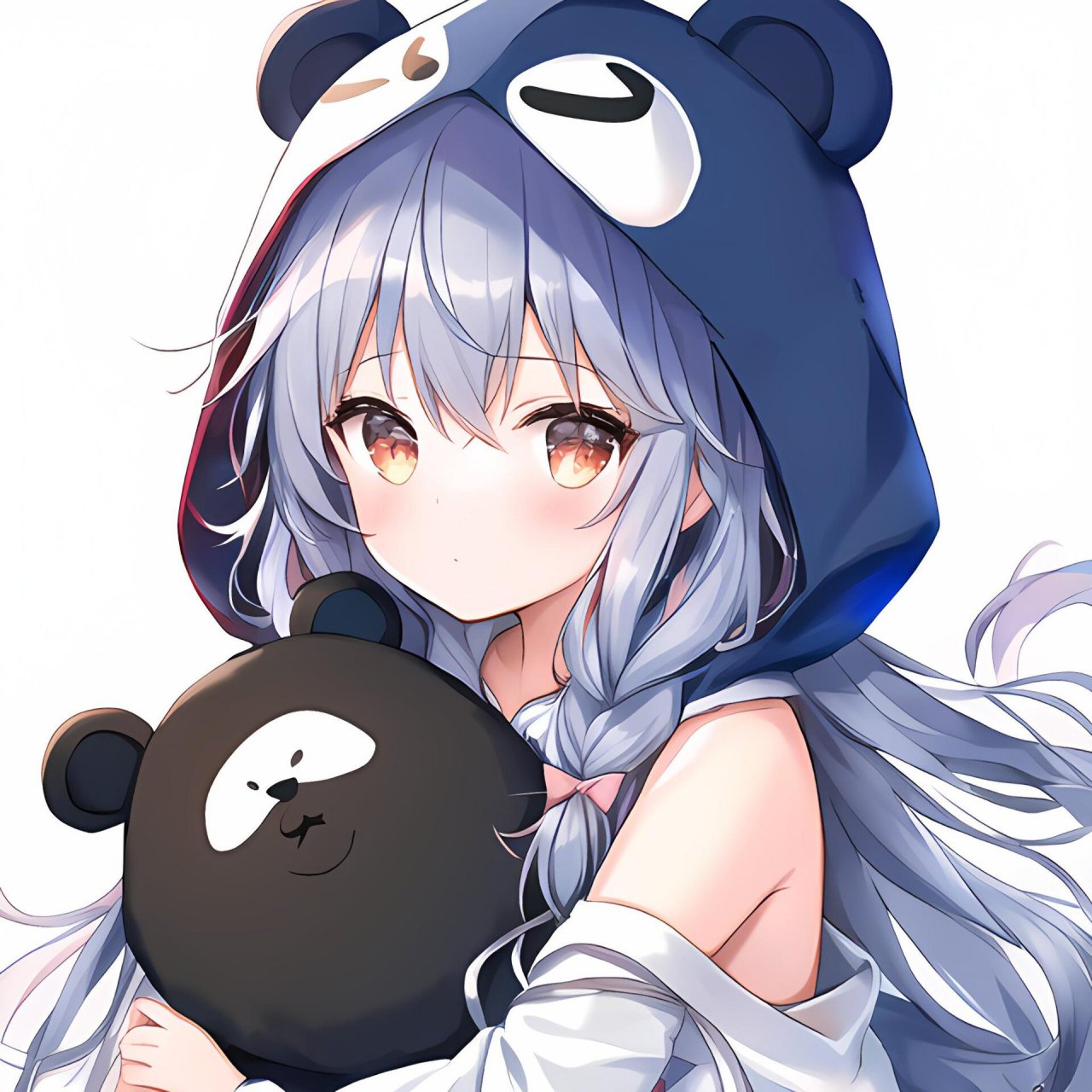 抱熊93的女孩头像,拿熊93的男孩头像