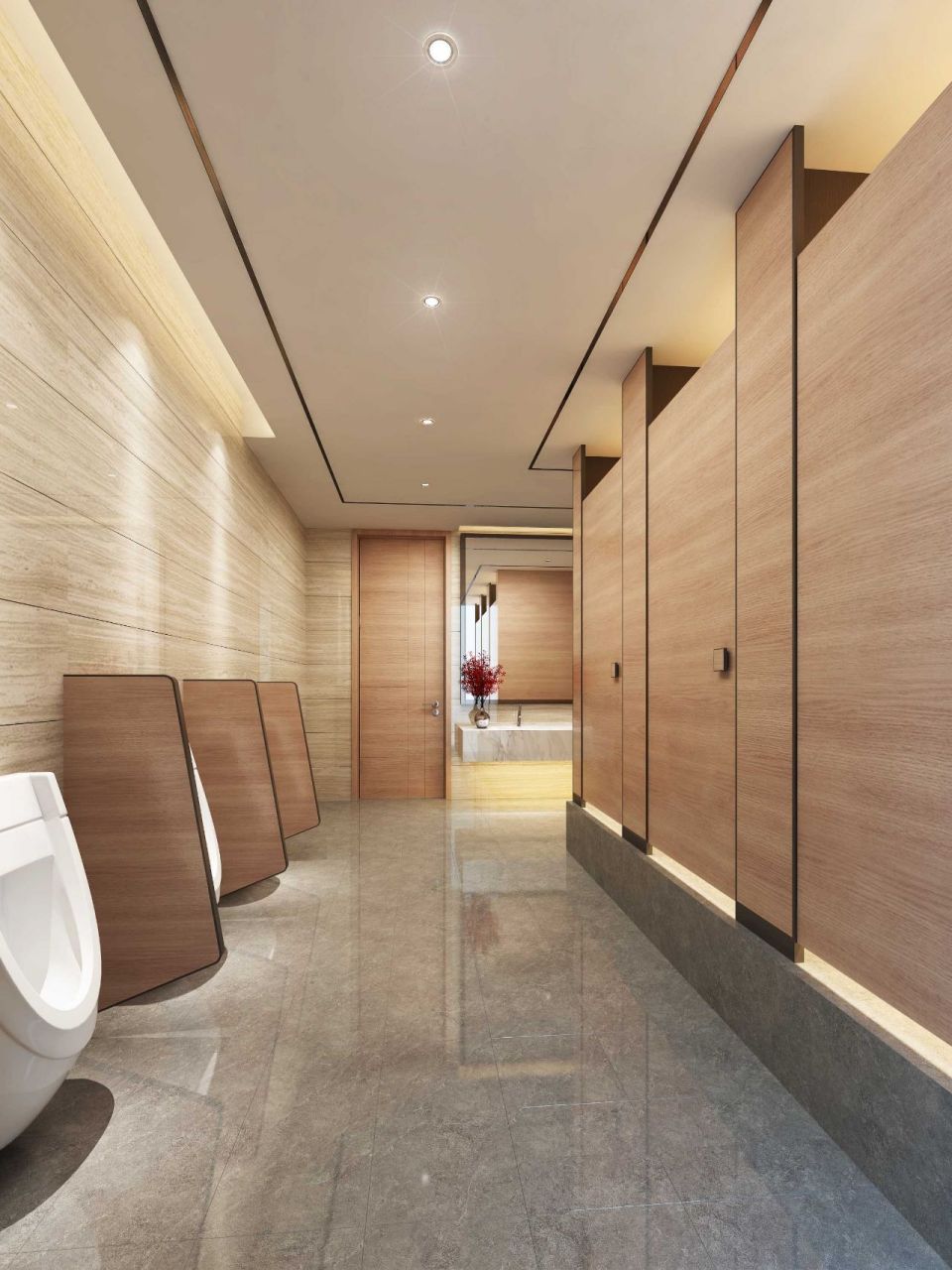 公共卫生间装修效果图 ① 公用卫生间男女厕位应适当增加女厕的蹲(坐)