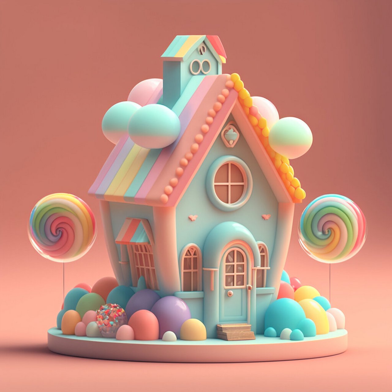 ai建筑|可爱糖果配色小房子
