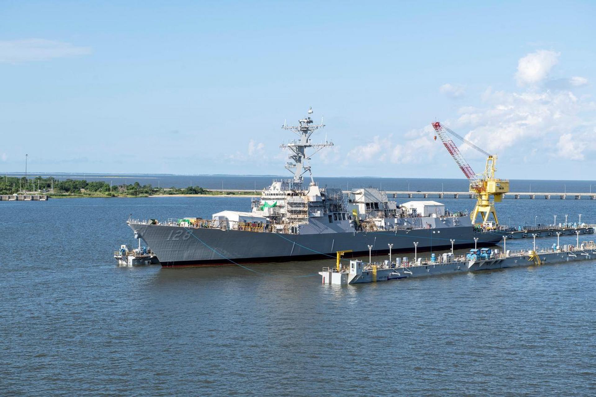 美国海军伯克级驱逐舰最新的ted stevens ddg128前阵子在英格尔斯厂