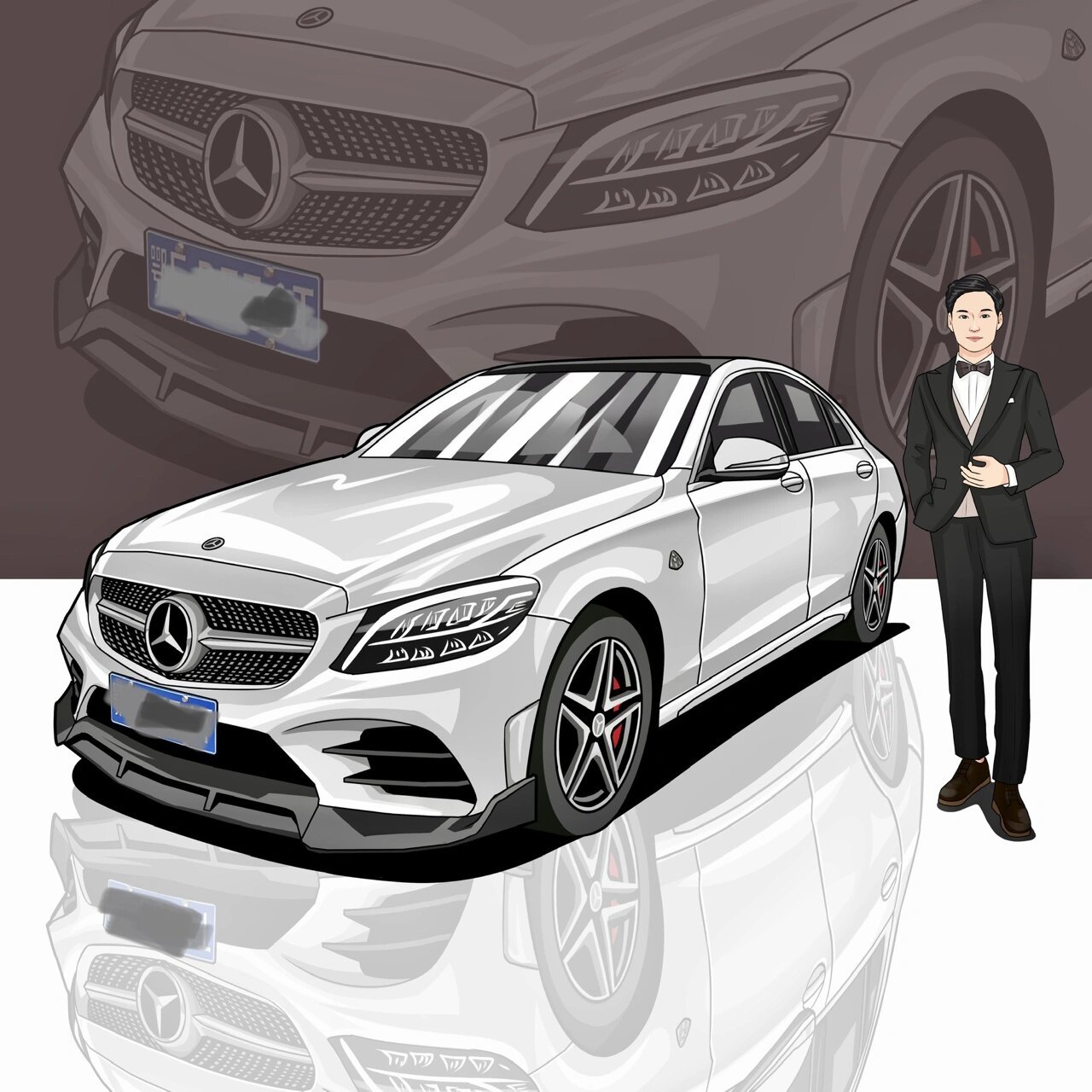 q版汽车手绘漫画定制