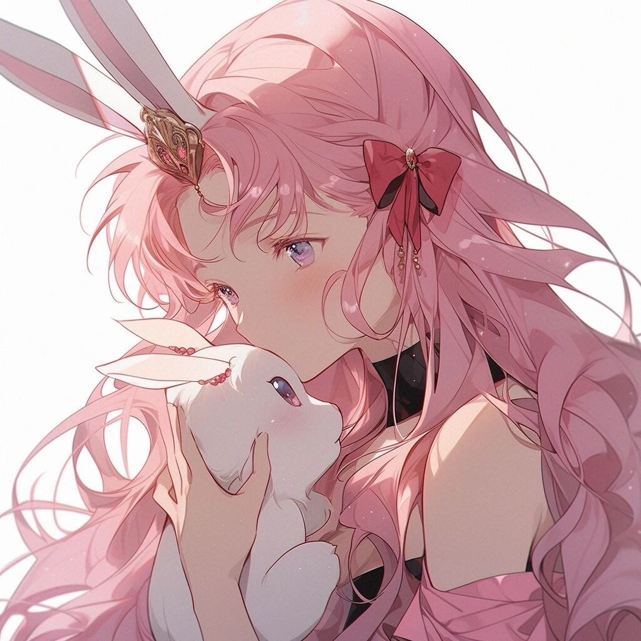 旧漫头像丨粉色少女和她的兔子,你爱吗?