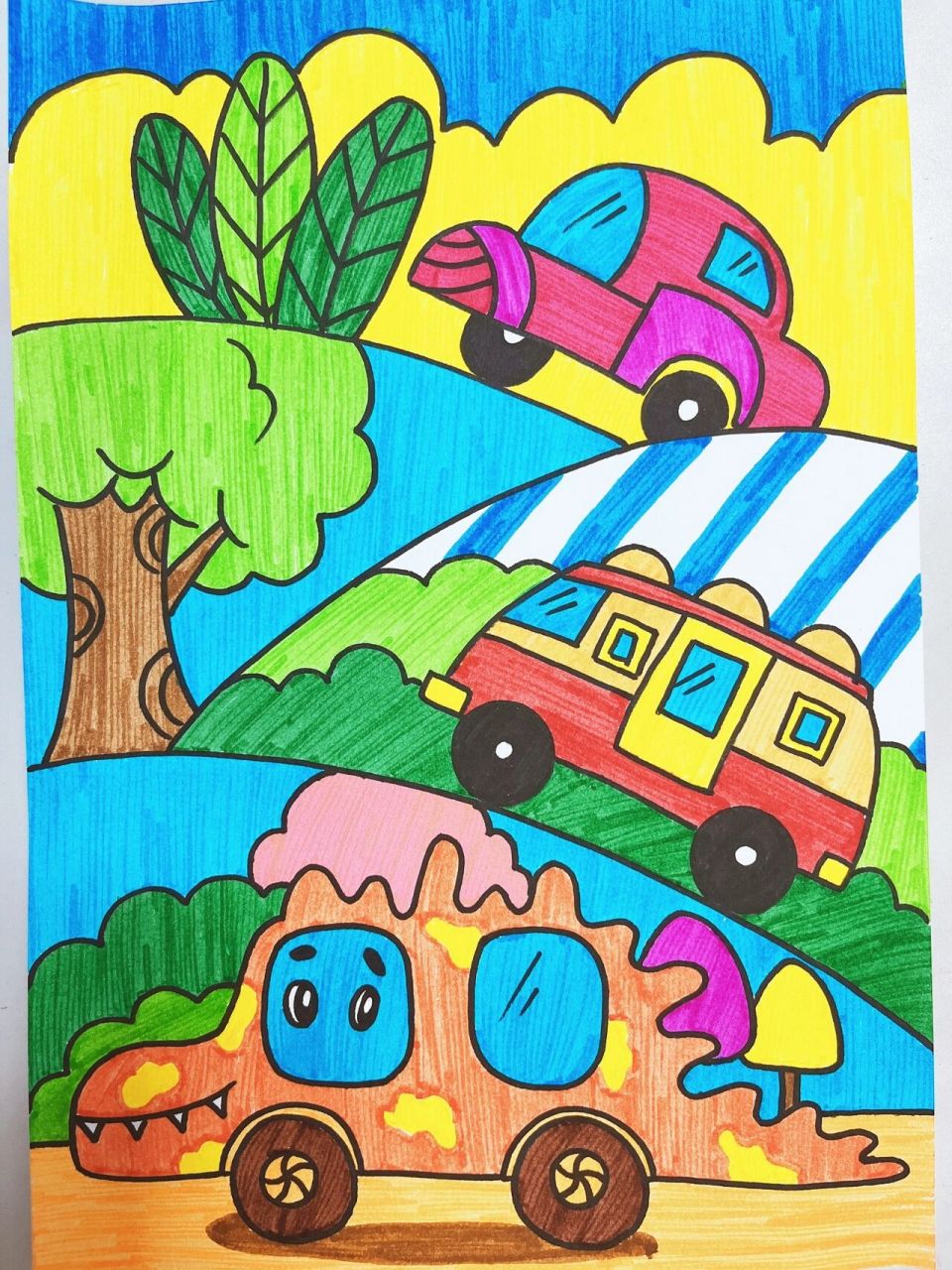 创意汽车儿童画一等奖图片