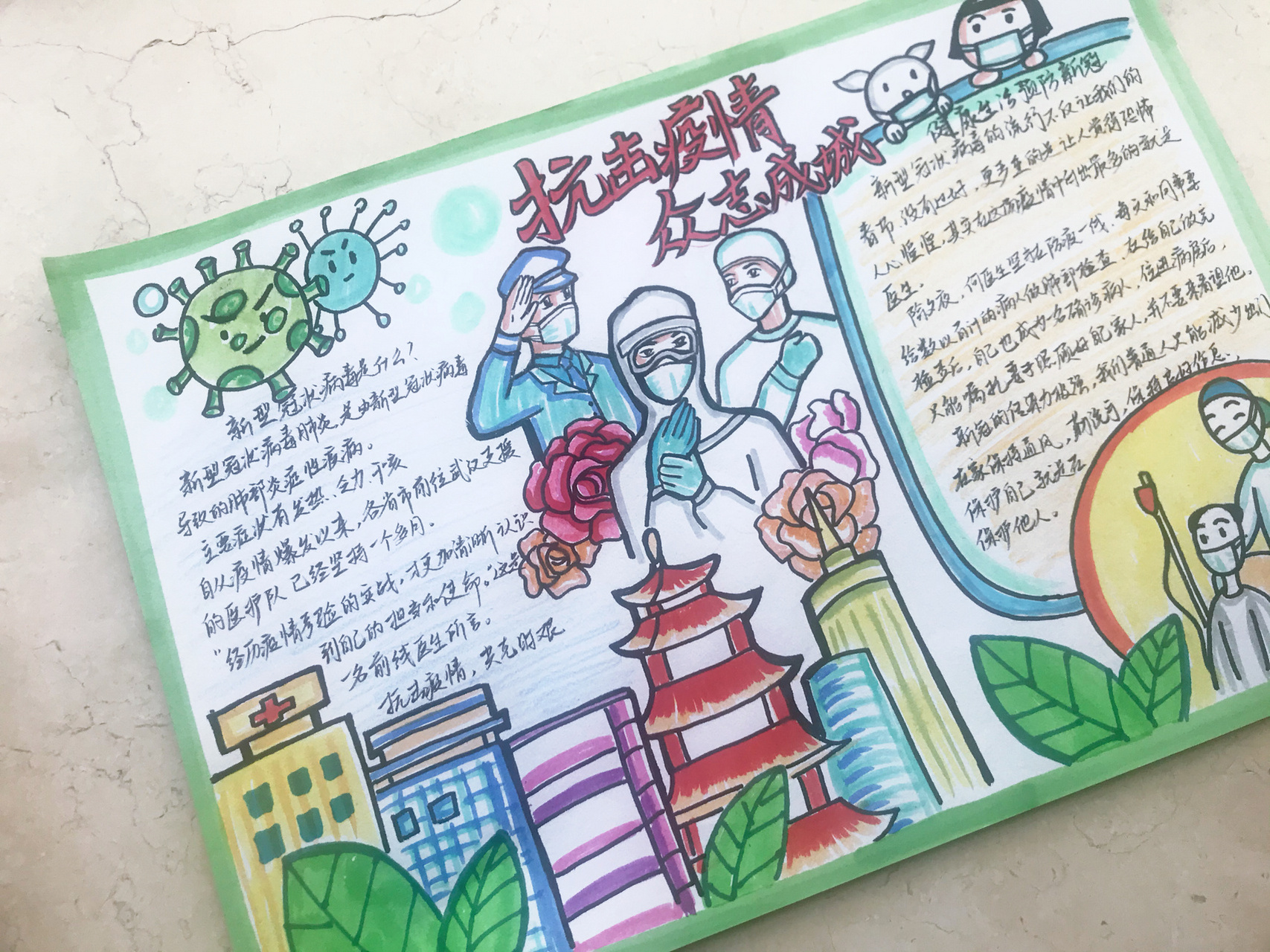 小学生手抄报|抗击疫情 防御病毒 卫生健康 五分钟可以构图完的超简单