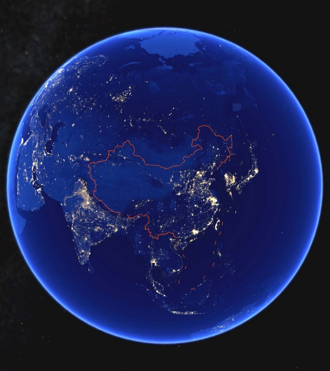 中国夜景灯光地图,能看到你家吗?  立春之夜,冬奥开幕,世界聚焦中国.