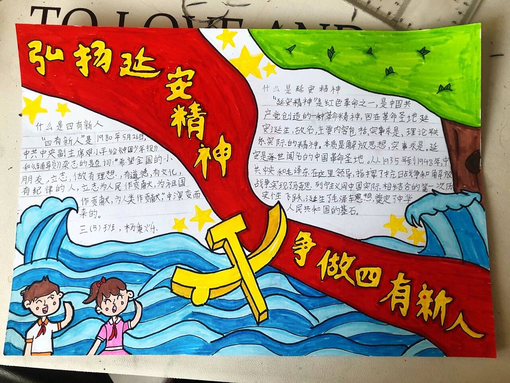 哥哥的:弘扬延安精神,争做四有新人手抄报