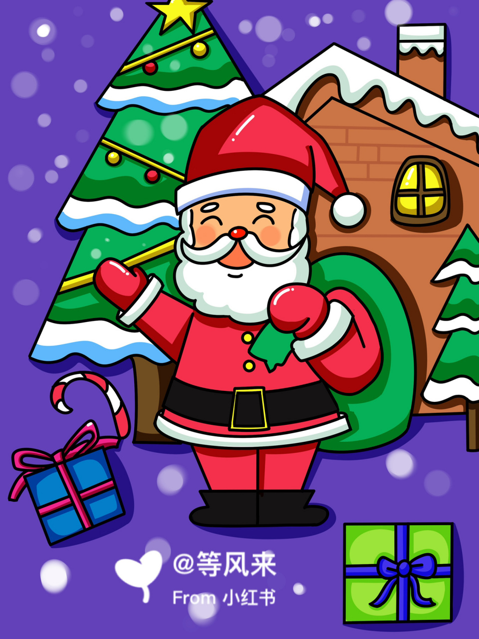 圣诞老人圣诞树 儿童创意画 简笔画 适合4～6岁的小孩子哦#儿童简笔画