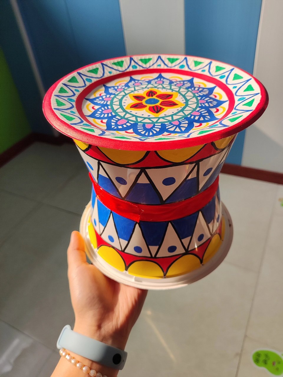 三月三铜鼓 昨天画的一个铜鼓,是我最喜欢的蓝绿色了