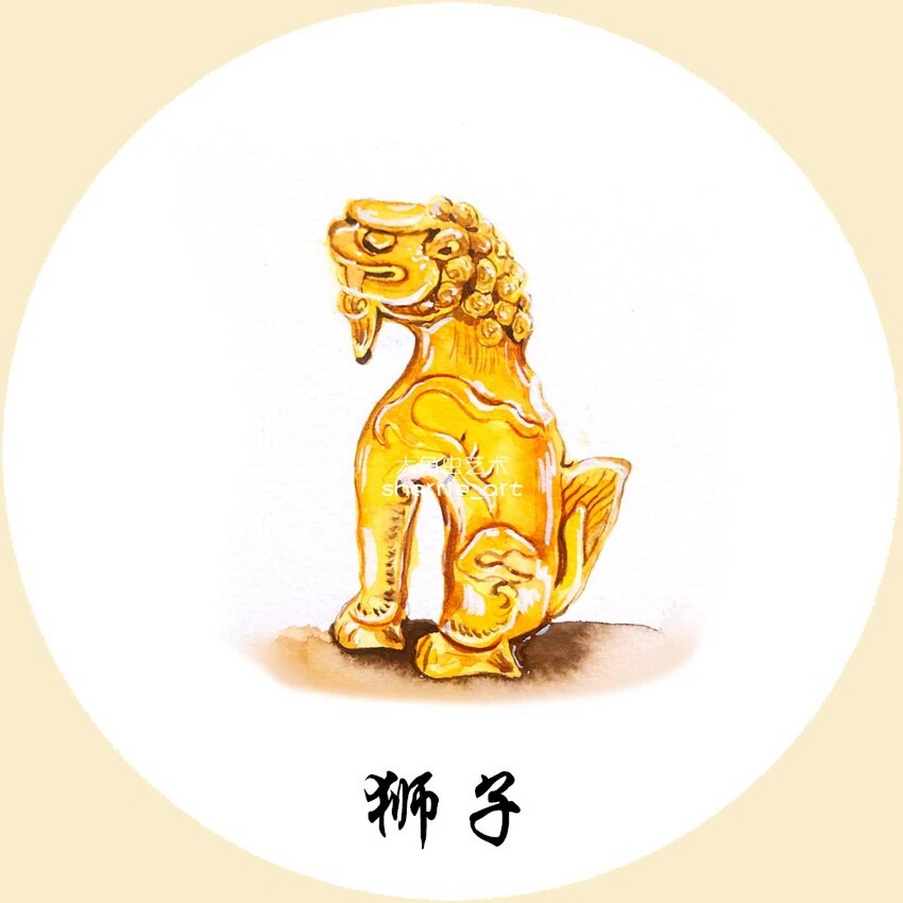 太和殿屋顶上的小萌兽(一) 水彩手绘太和殿脊兽,共十一幅.