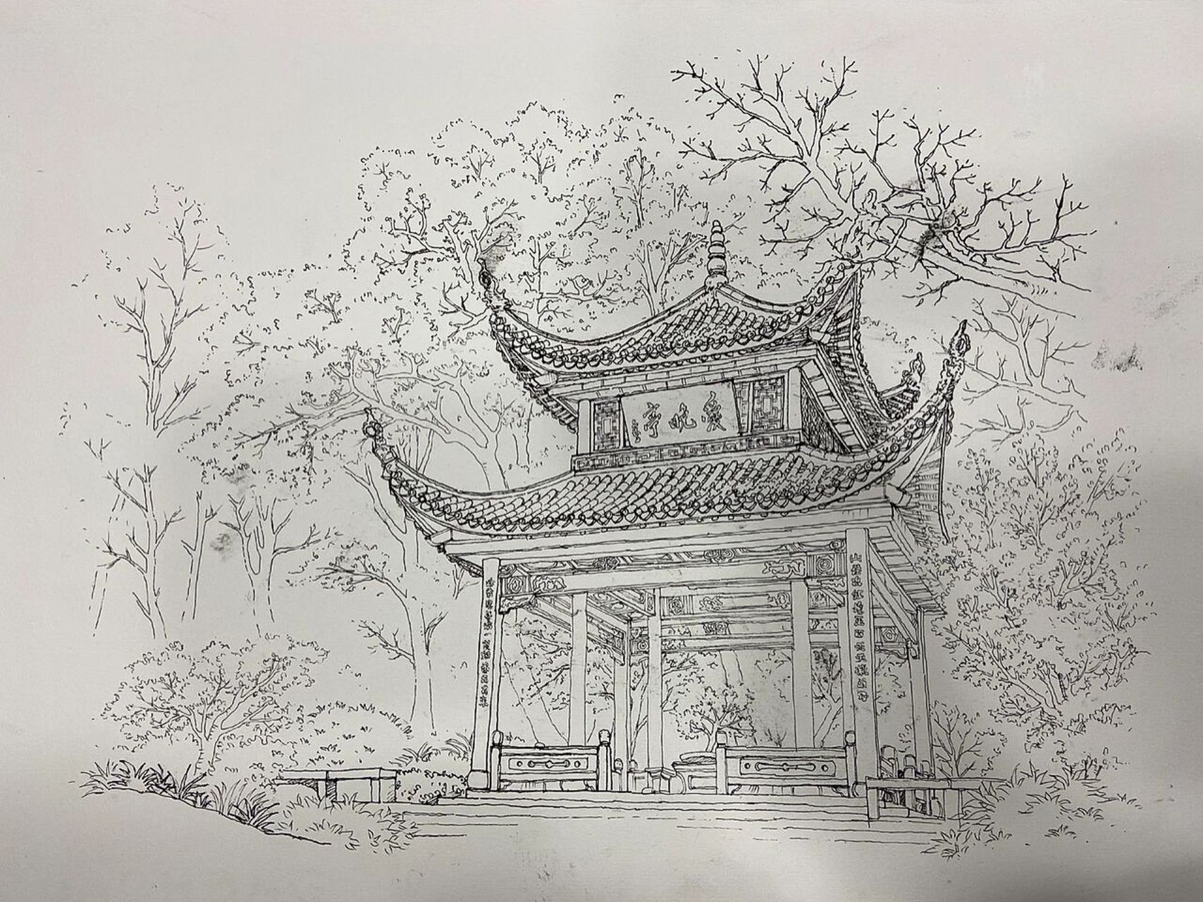 手绘日常篇三:长沙爱晚亭