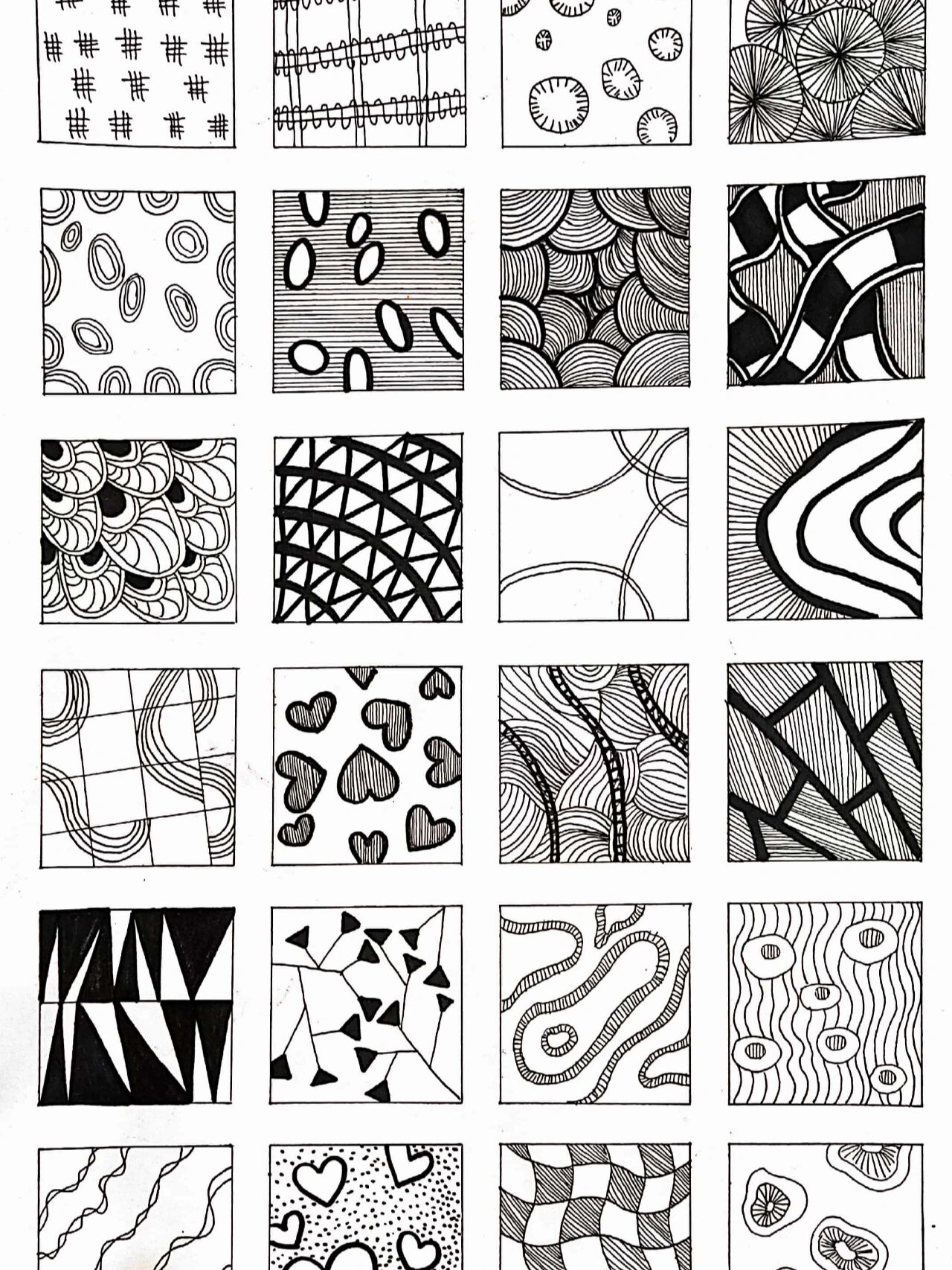 少儿美术 线描花纹 简单线描纹理