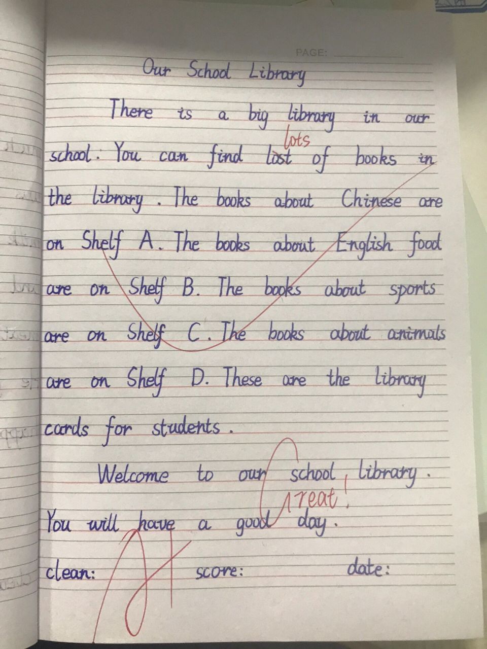 小学生英语作文,学校图书馆