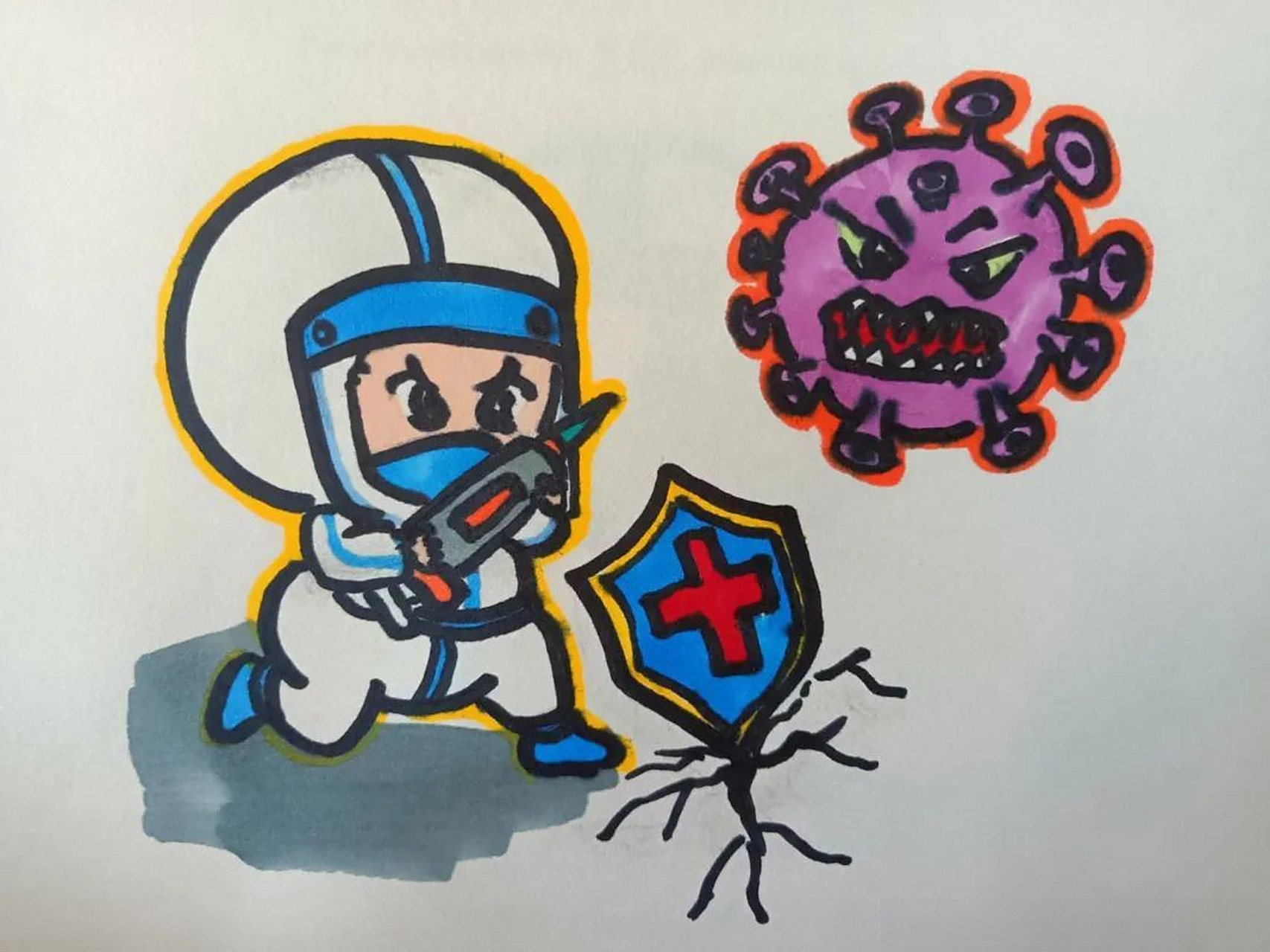 【锡市一对夫妻创作的抗疫主题字画,你一定要看】