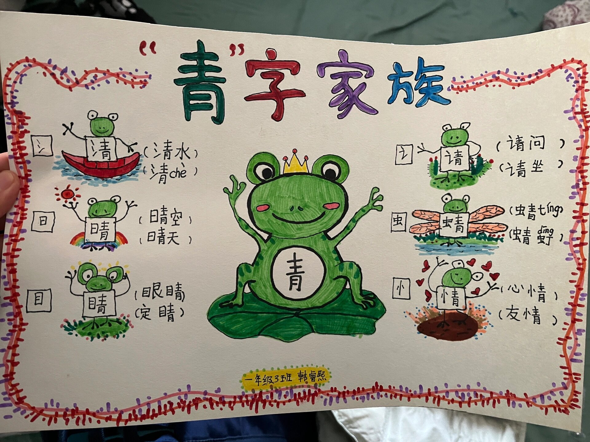 一年级"青"字家族手抄报