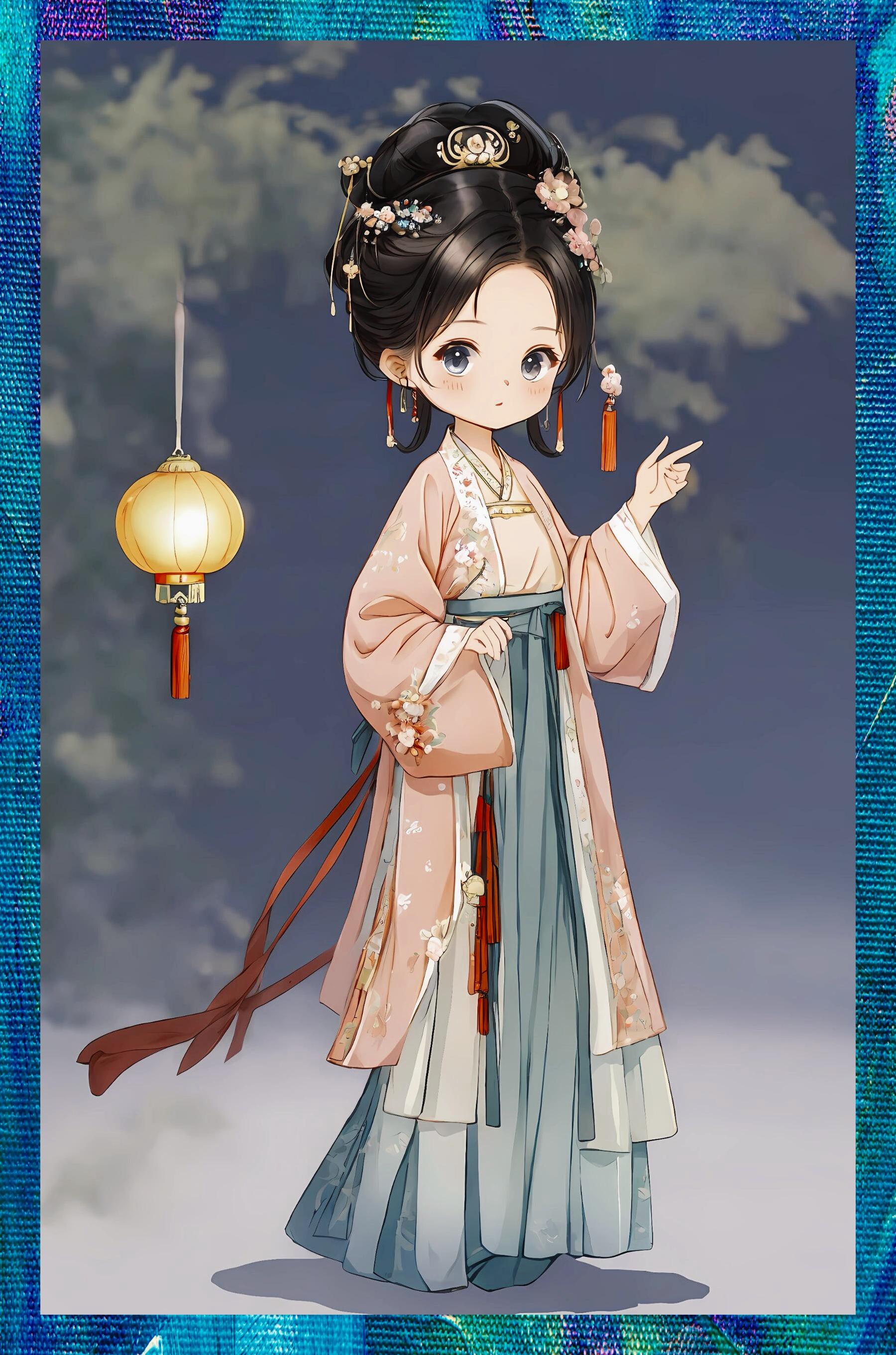 q版汉服插画:萌系古风人物绘