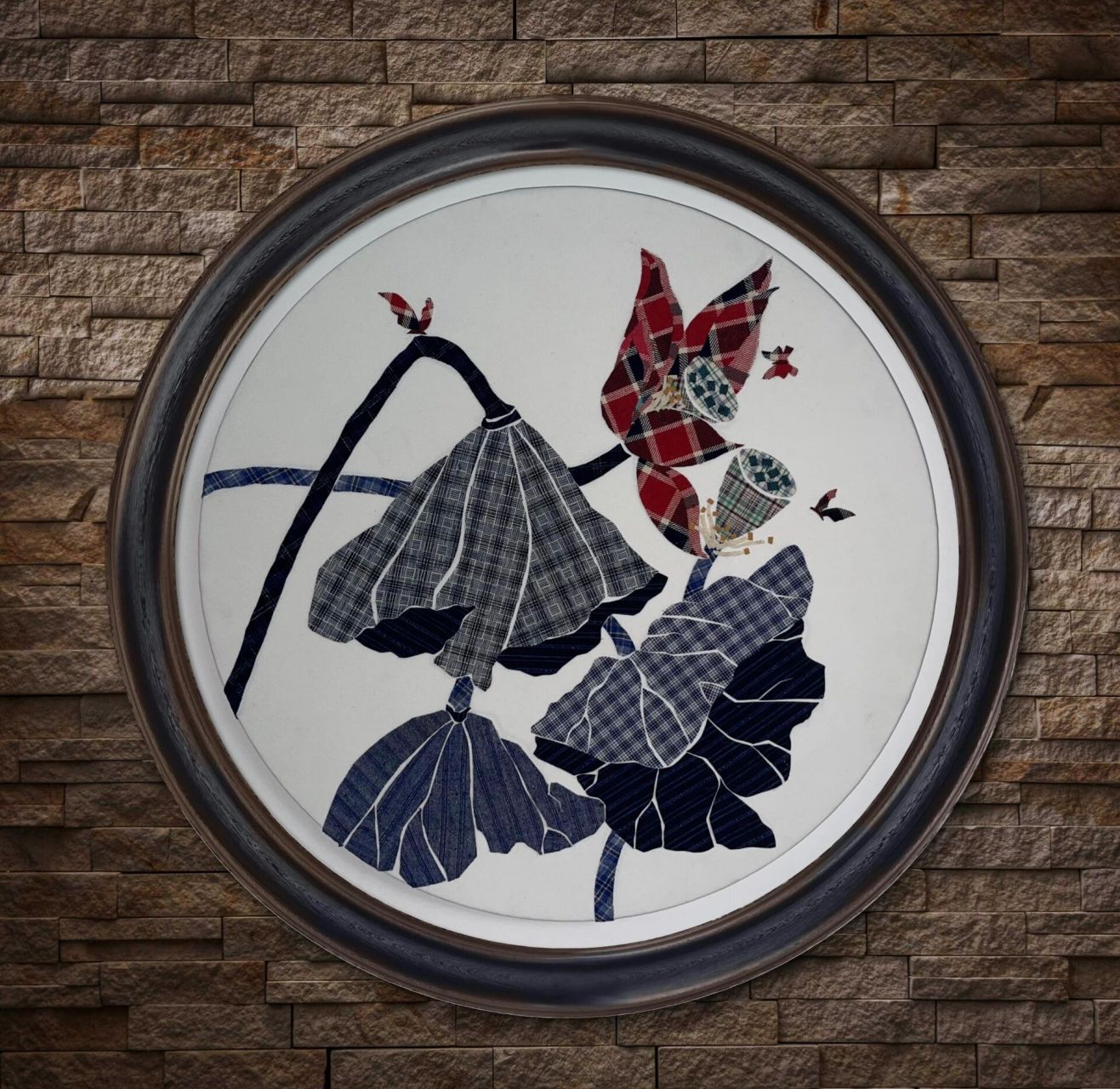 崇明土布|布艺拼贴|荷花系列【原创】 不知不觉,仲秋已至,从盛夏美到