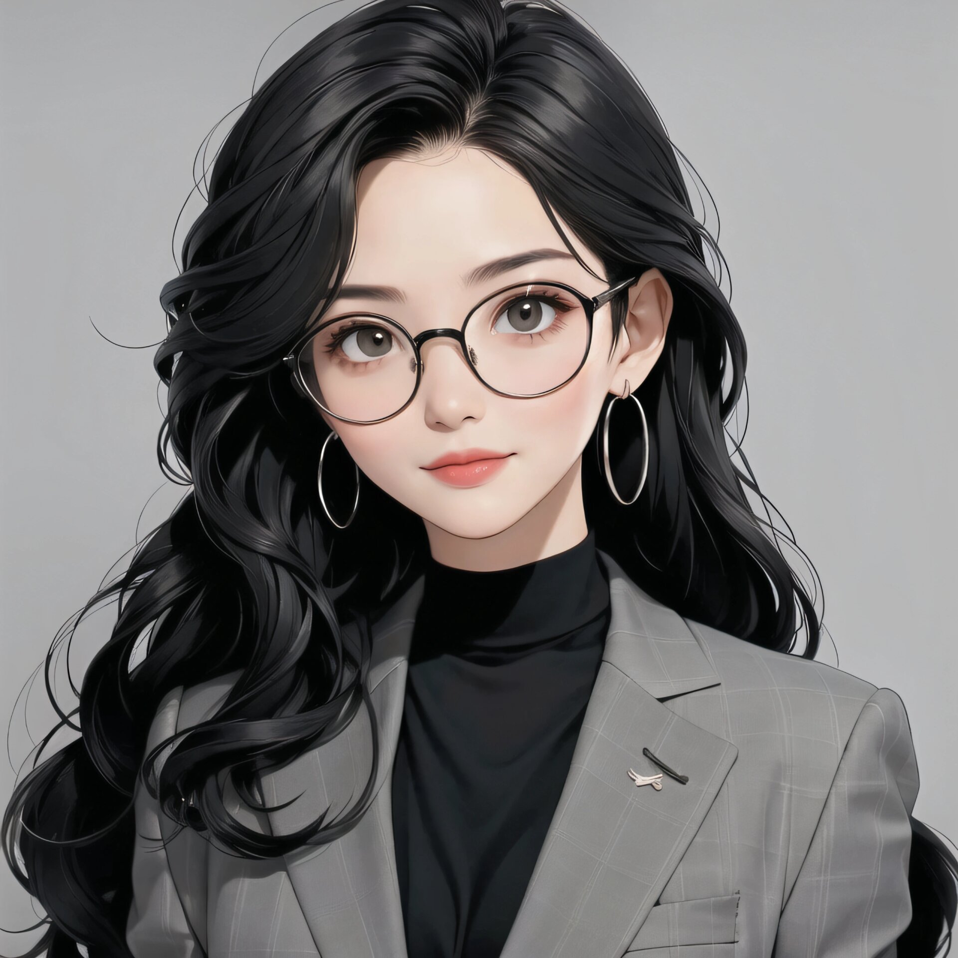 职场精英女神头像之灰色西装