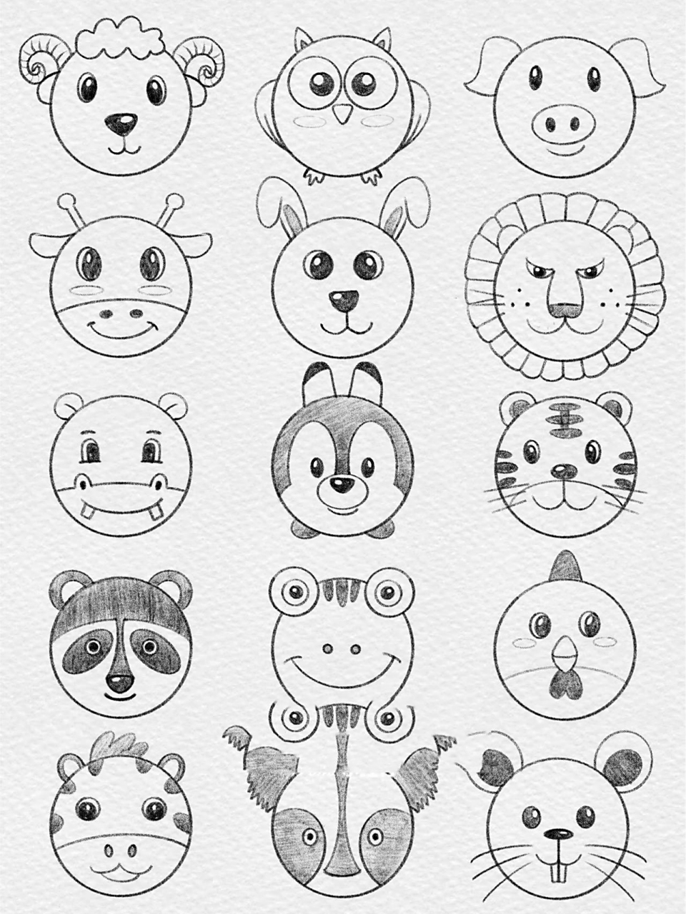 儿童简笔画 可爱的圆形小动物 超可爱的圆形小动物  小羊91 小鸟