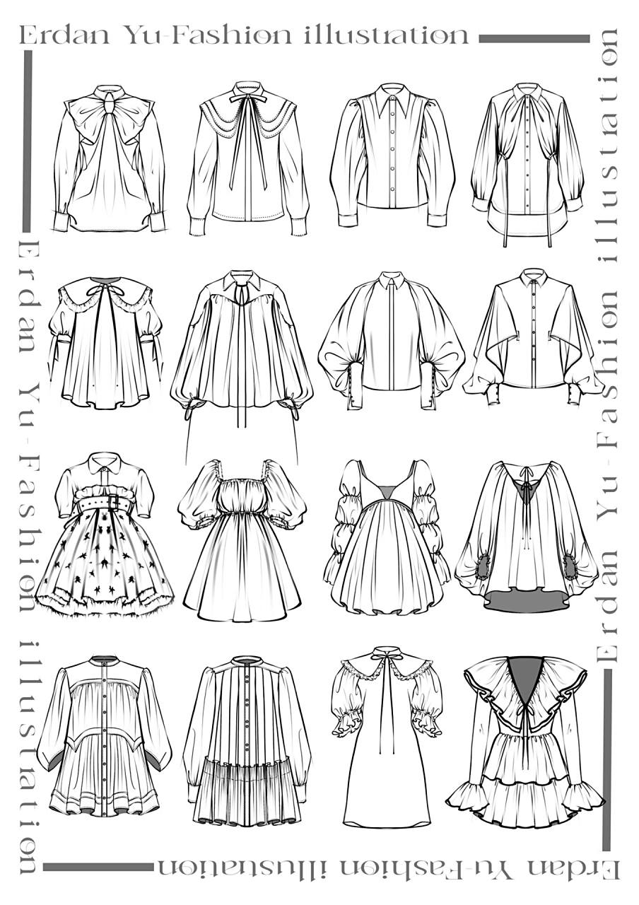 服装手绘/一波衬衫小裙91款式图合集95爱了 画衬衫真的是开款必备
