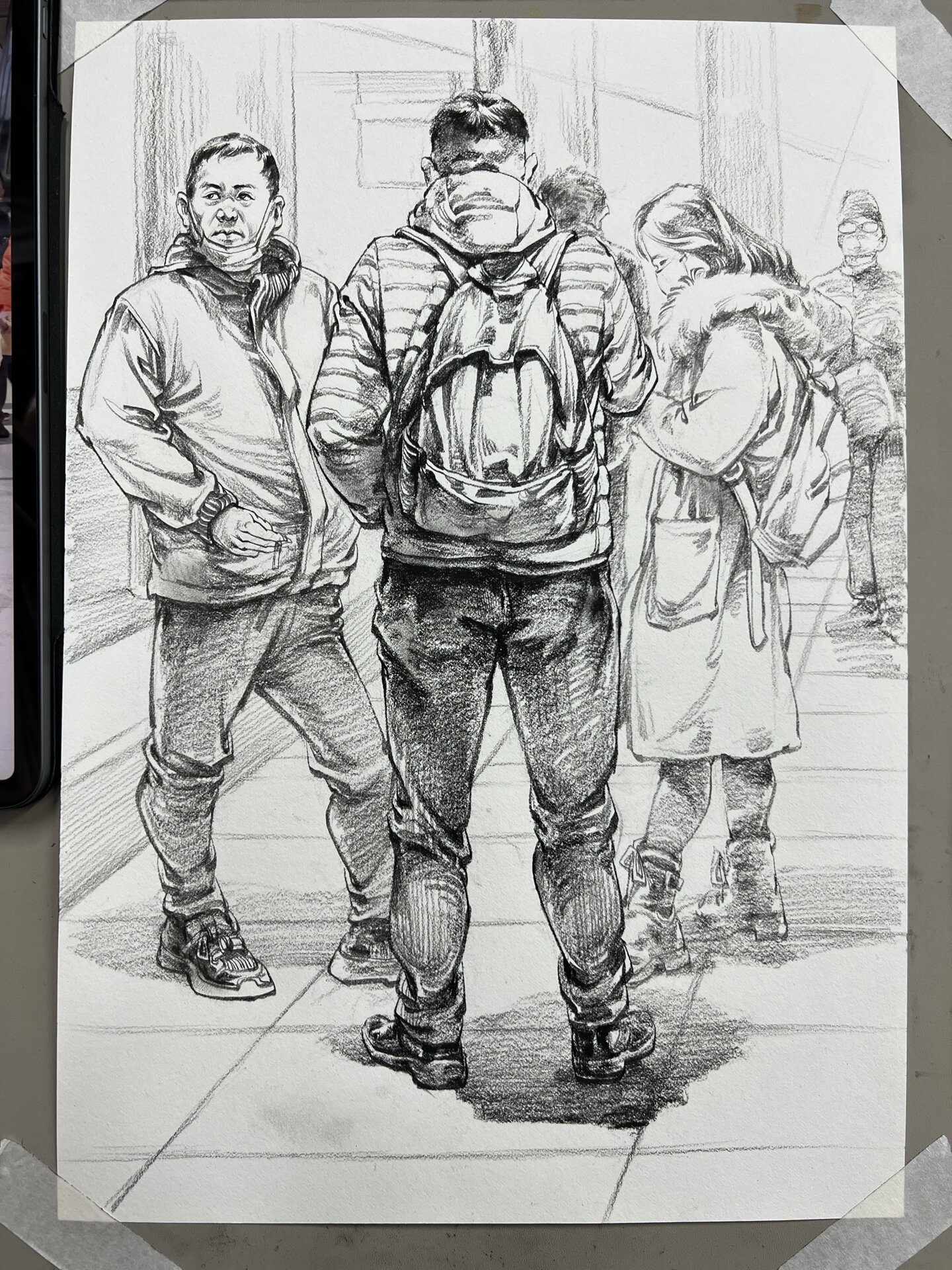 两张车展候车场景速写!有需要的同学存图