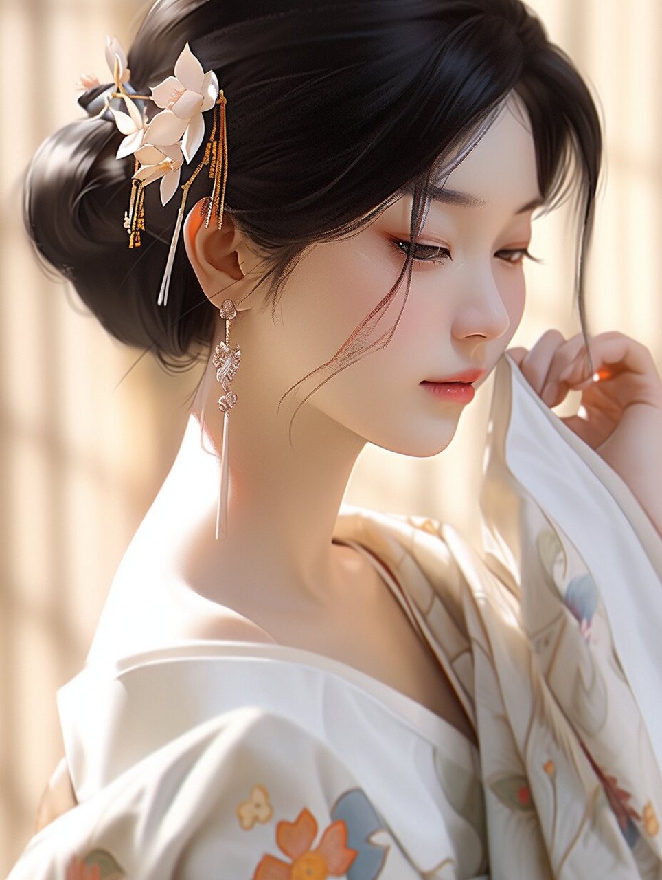 古风美女 / 素衣轻纱 / 女生头像壁纸 #古风写真#0202#古风插画