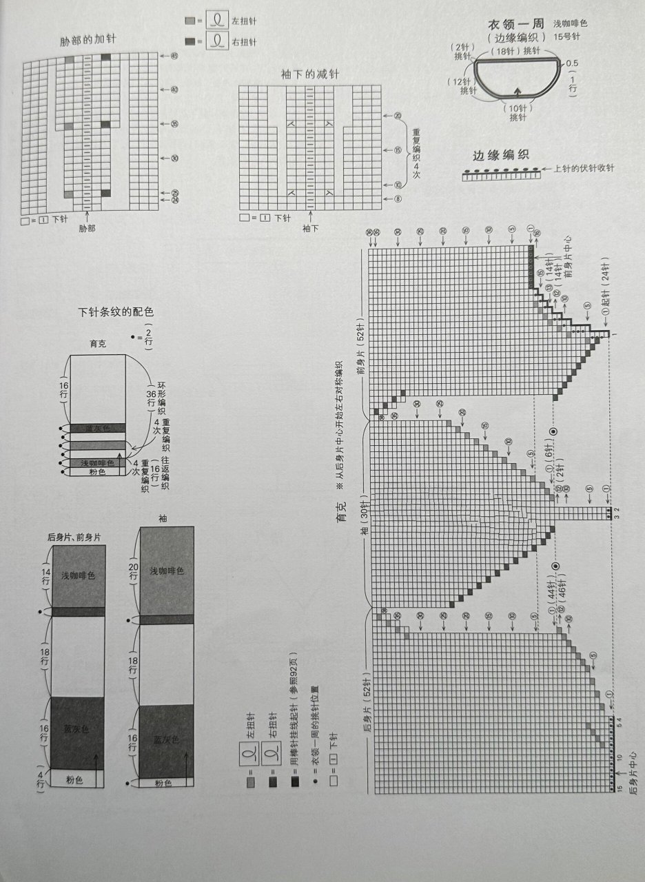 棒针马海毛套头衫图解图片