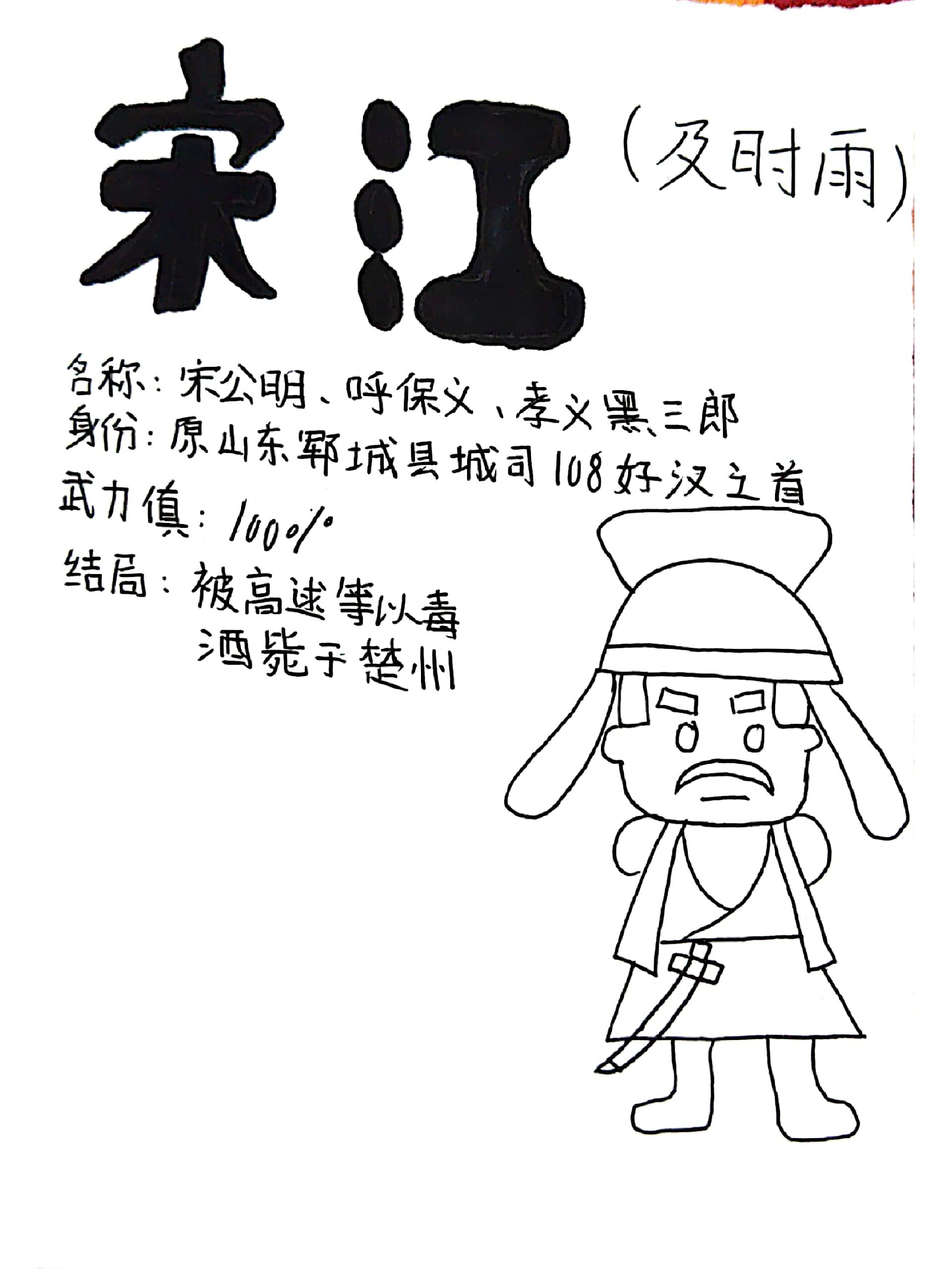 语文综合性作业——《水浒传》人物卡片制作