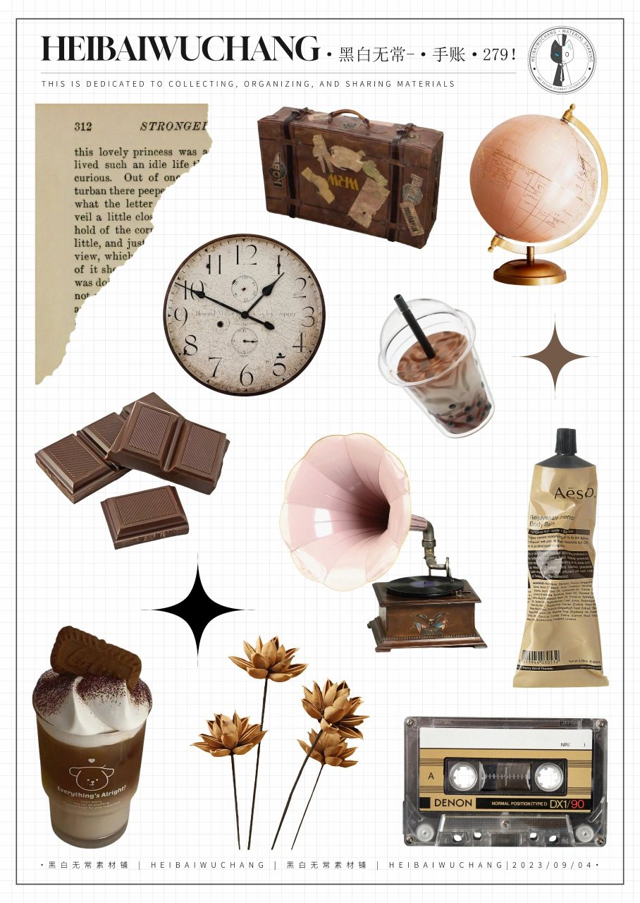 主题: 棕色系美式复古贴纸 🏫更多手账素材都在主✌哦 ☀今天第