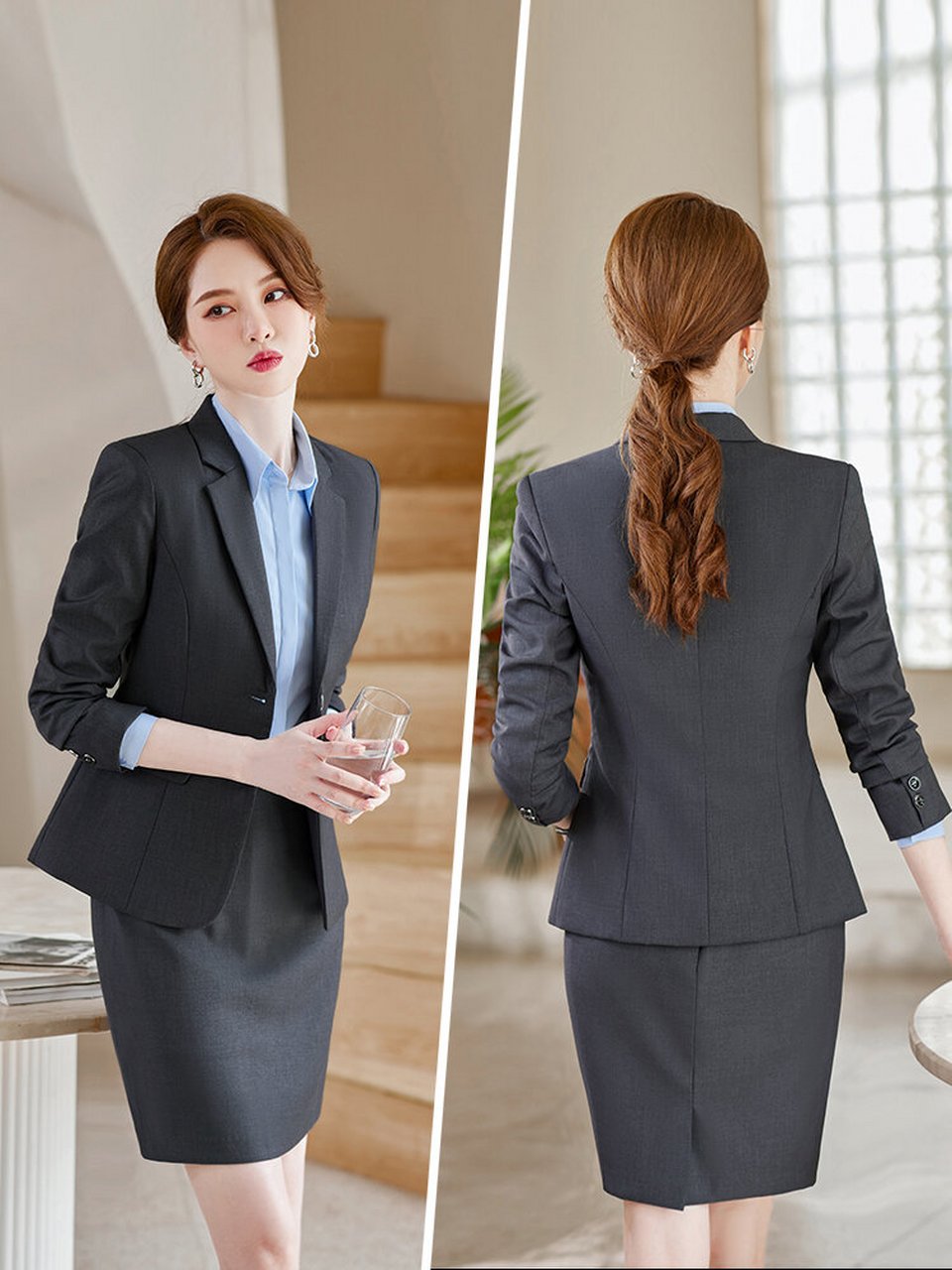 正装女套装气质公务员春秋职业装高端工作服 949369♀15华丽