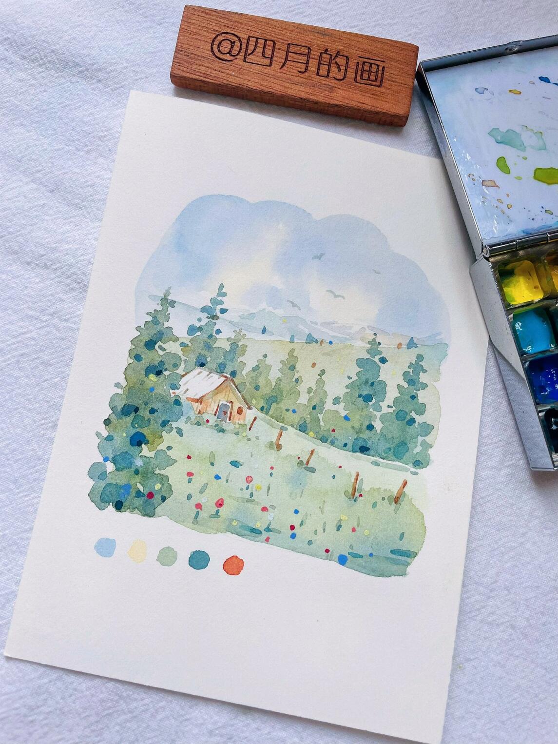 可爱的小树🌲水彩小画