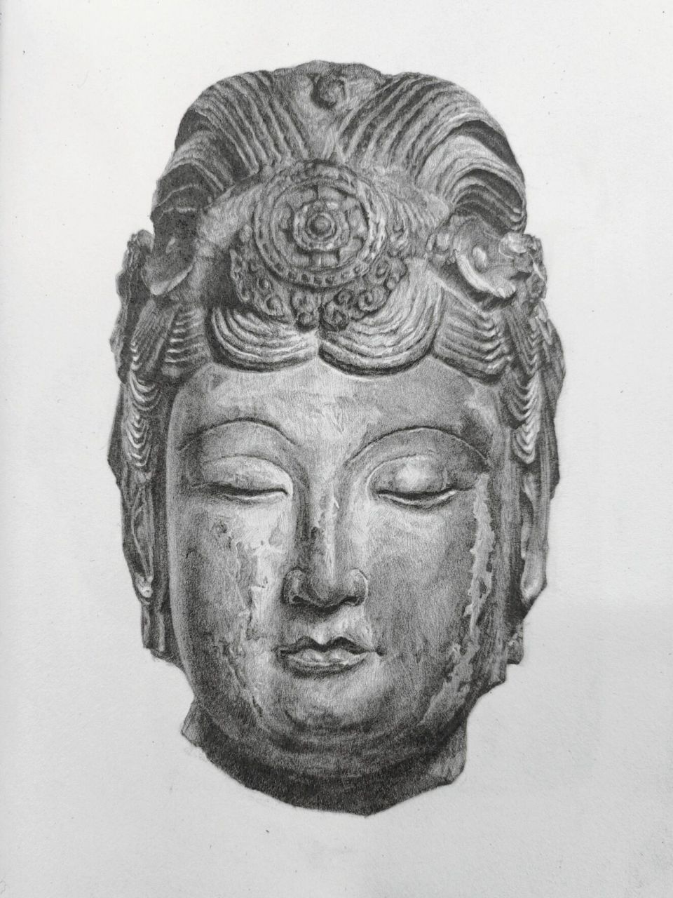 一个佛像的铅笔素描绘画过程 工具 自动铅笔 本 九口山