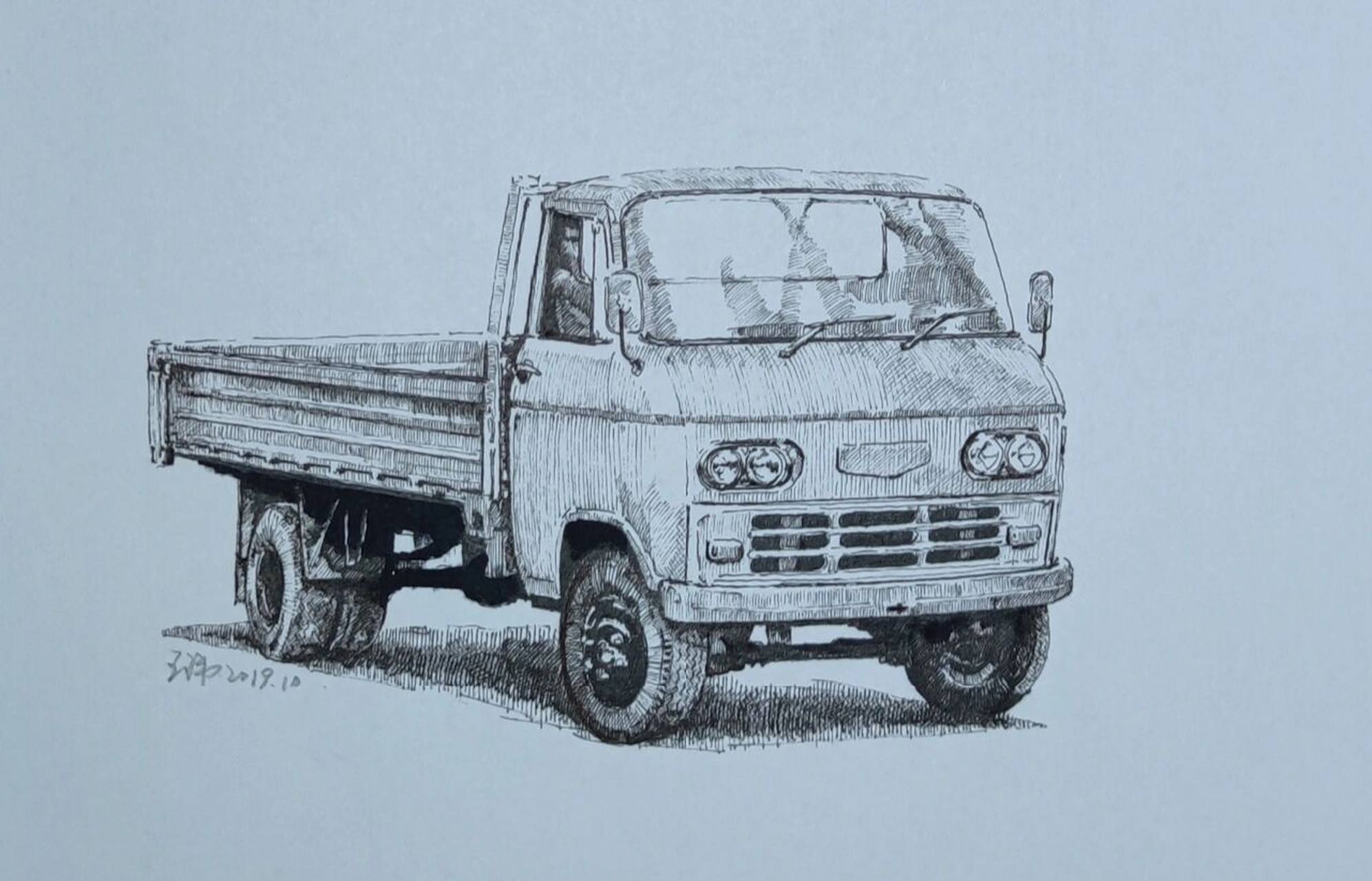 手绘那些年代的卡车 80后70后能认出来的卡车,现在马路基本上已经看不