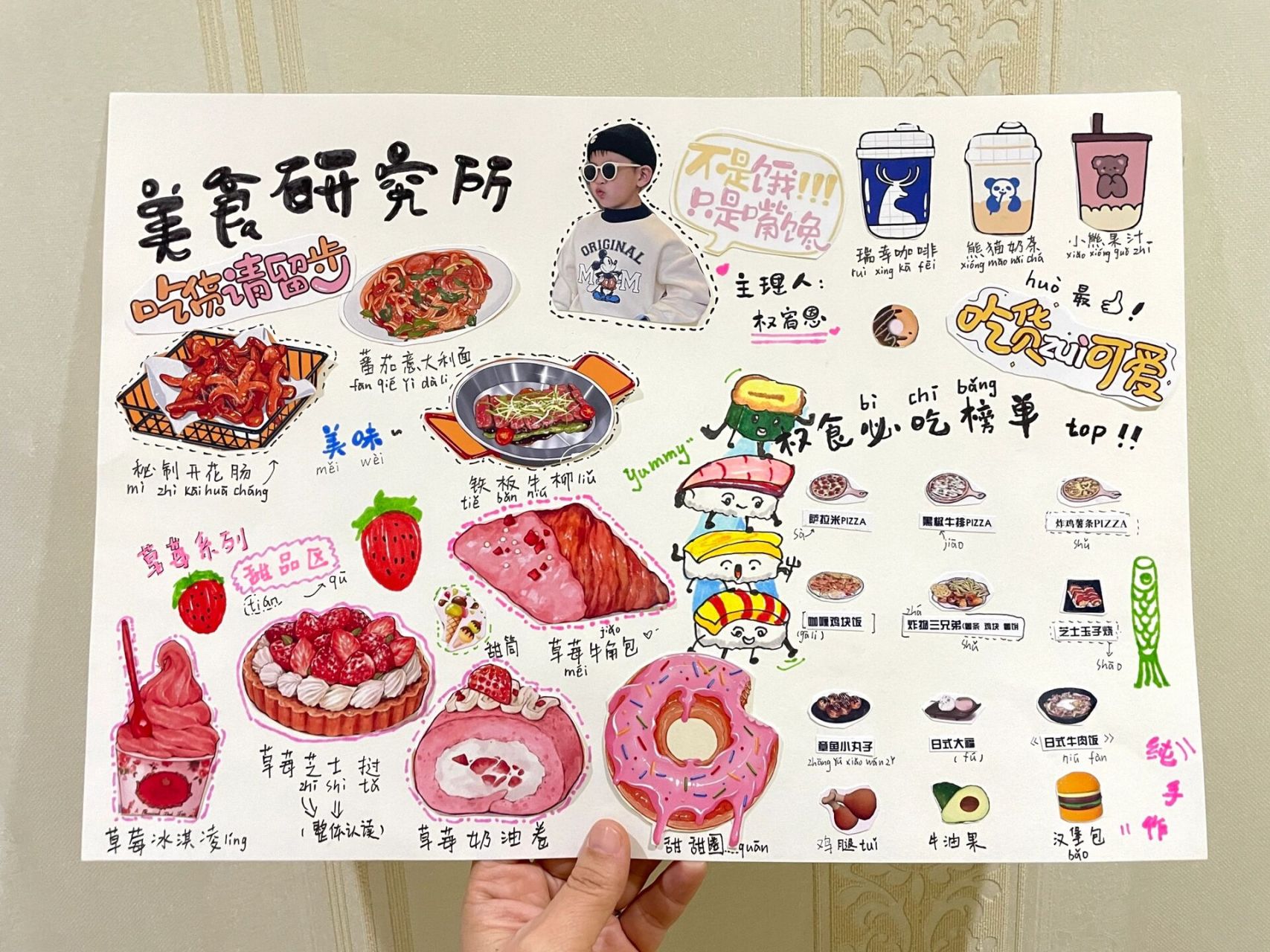 识字小报之美食篇|原创手绘 又是被学校作业逼疯的周末91 一年级