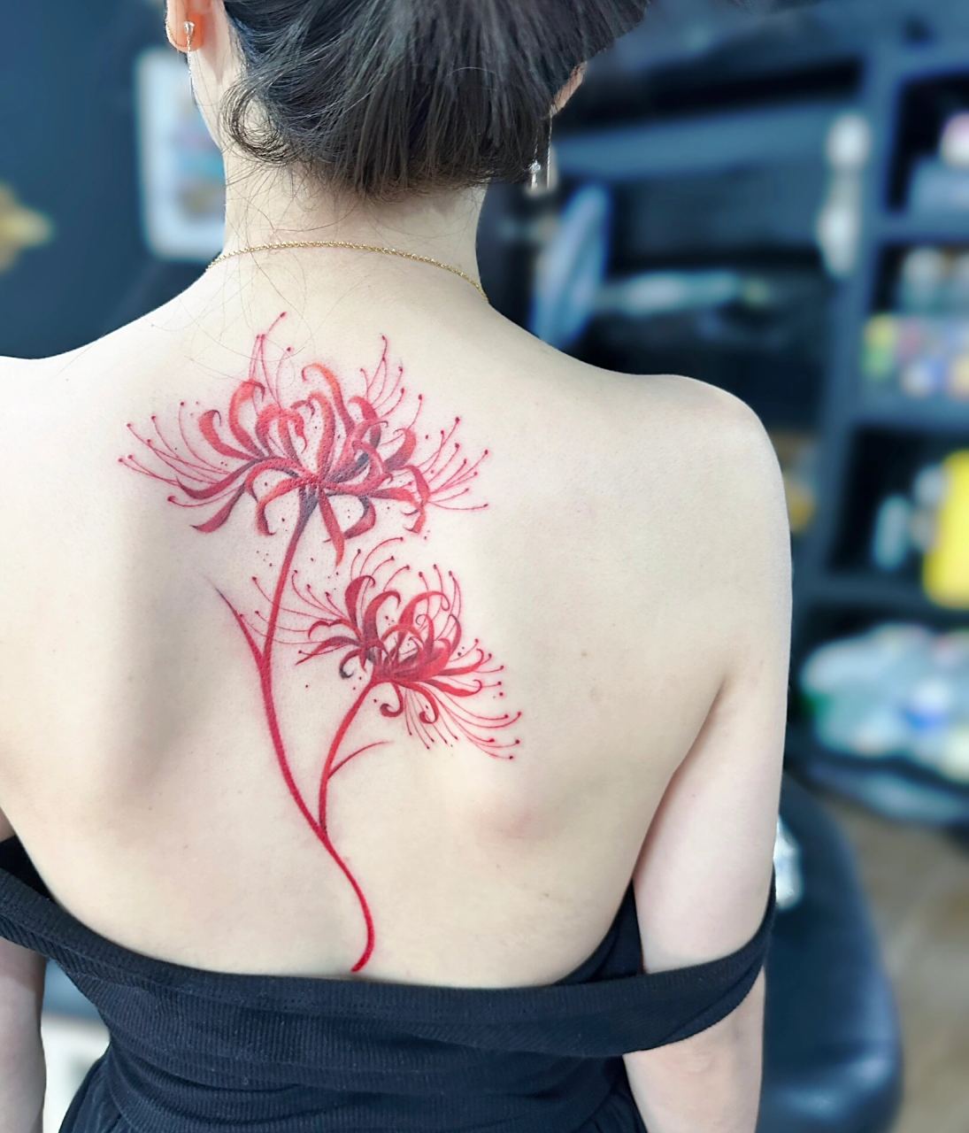 彼岸花|曼珠沙华|水彩纹身|背部纹身|梵刺青 耗时:3小时