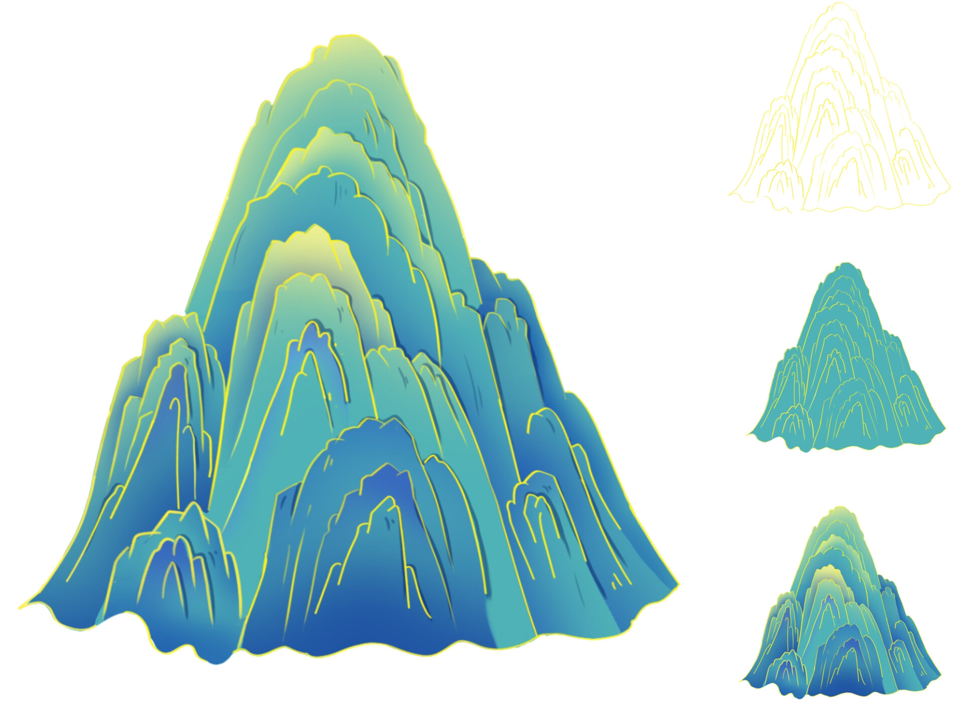 国潮插画——山的画法