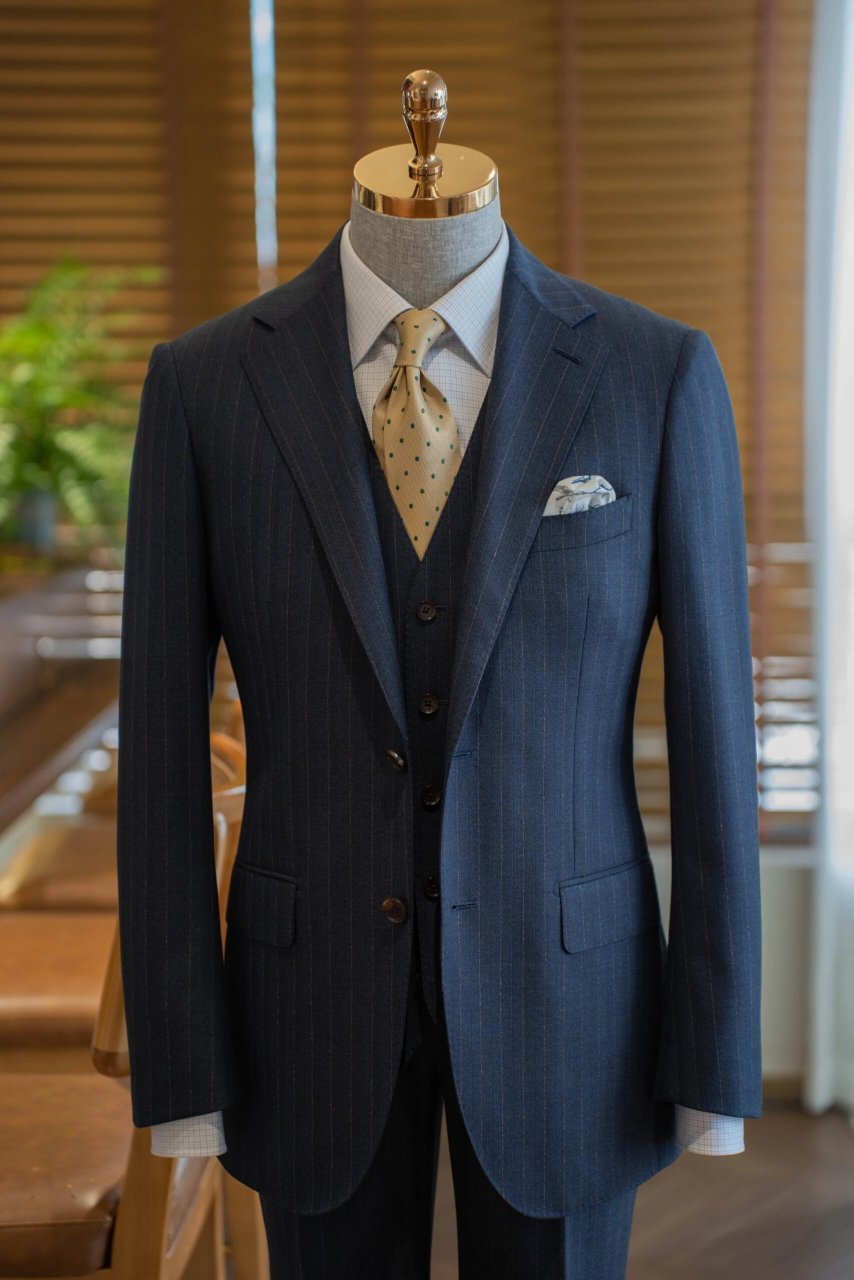 高级感穿搭|百搭藏蓝双色条纹西装 【颜色】 藏青色绝对是实用百搭的