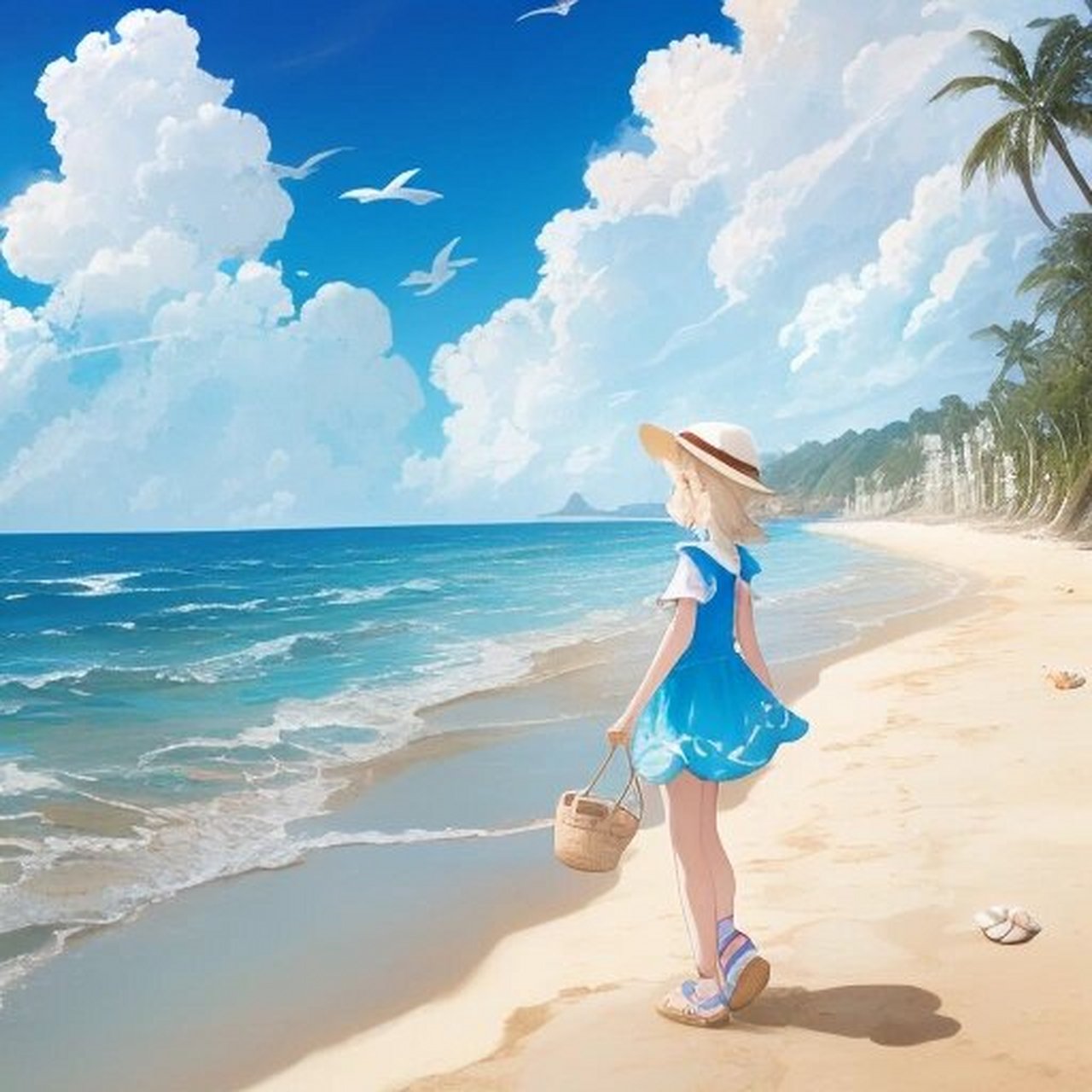 面朝大海,蓝天白云