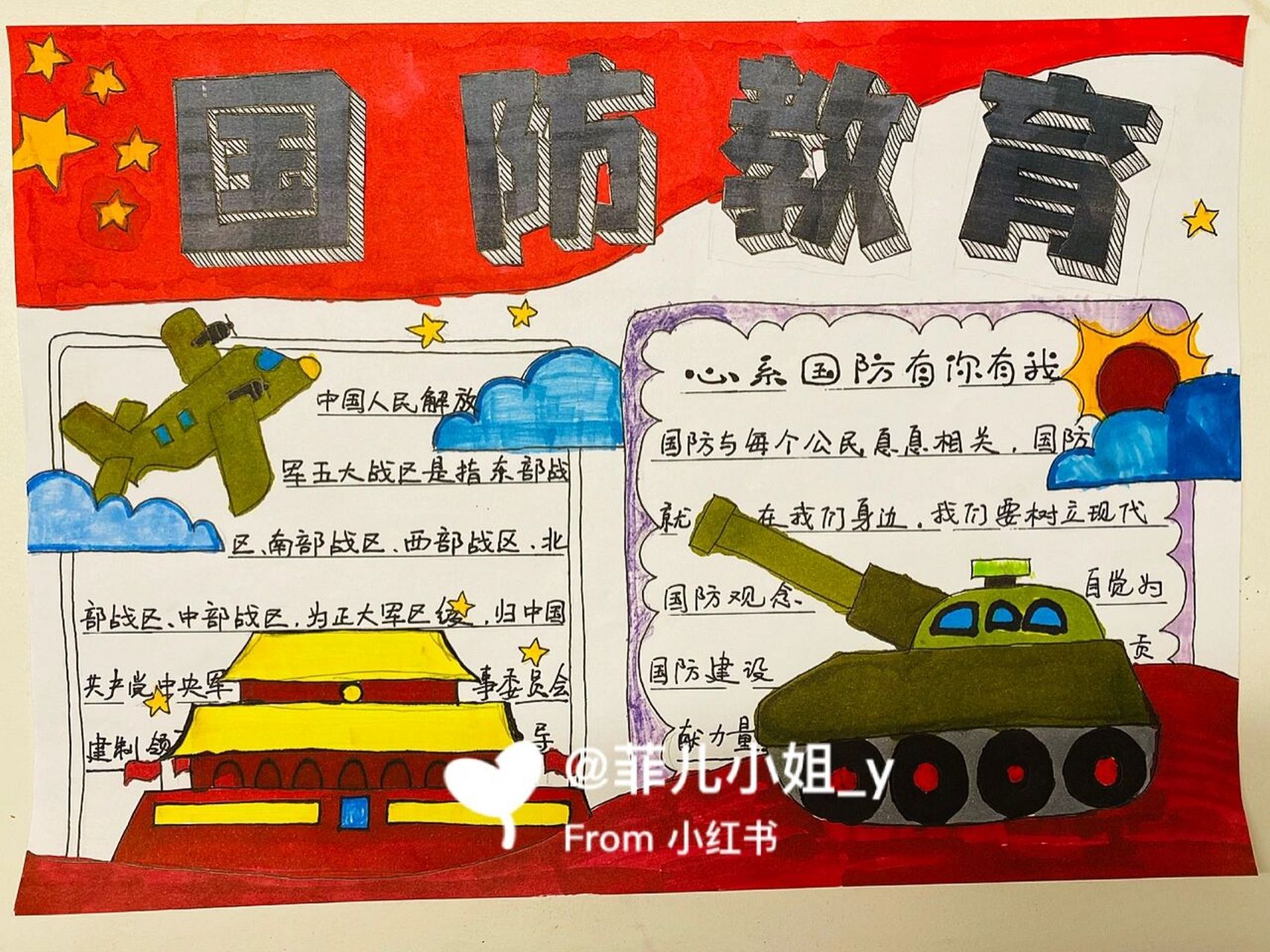 一年级国防教育手抄报