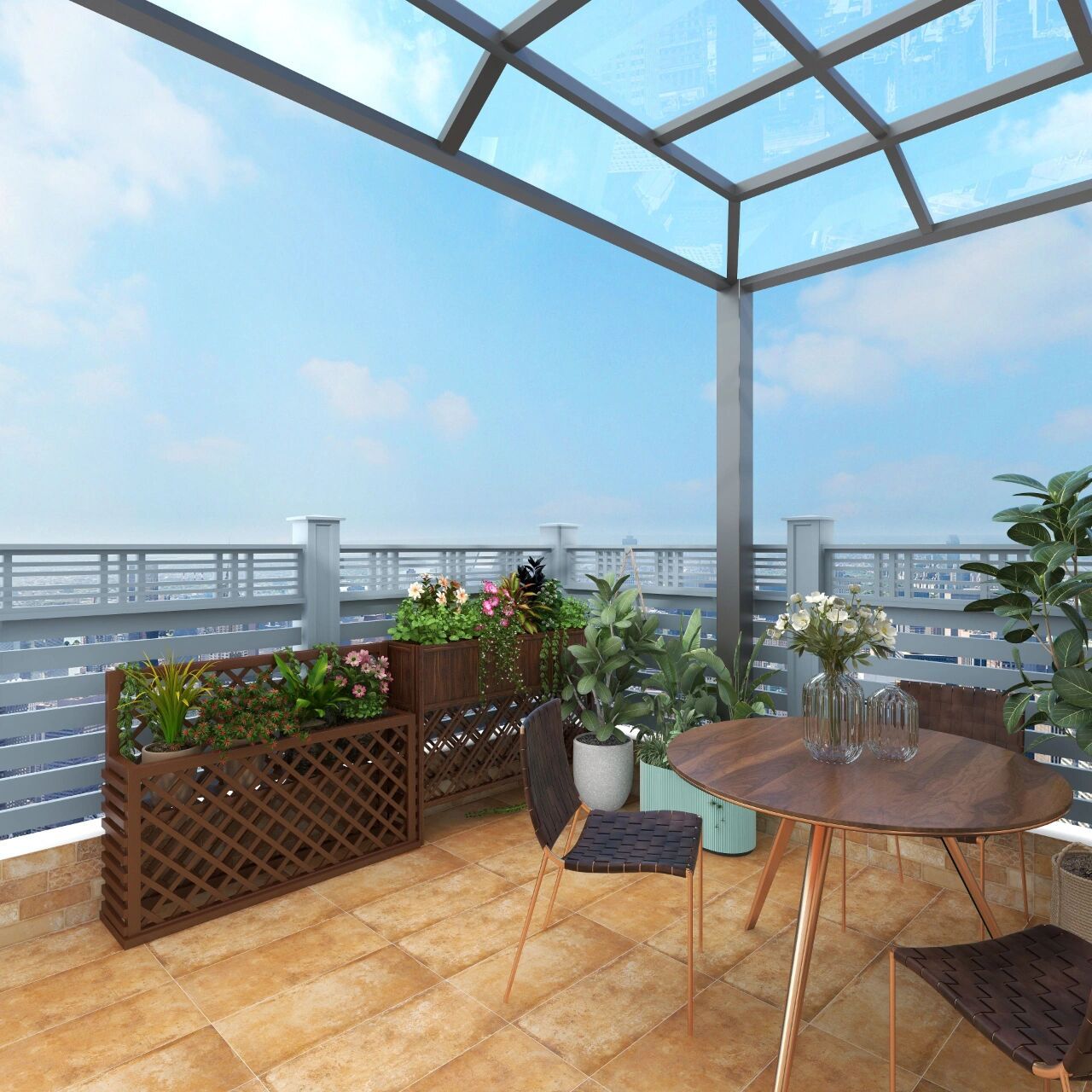 露台装修/先看效果图 因为砸墙改水电需要先考虑露台这边的更改,所以