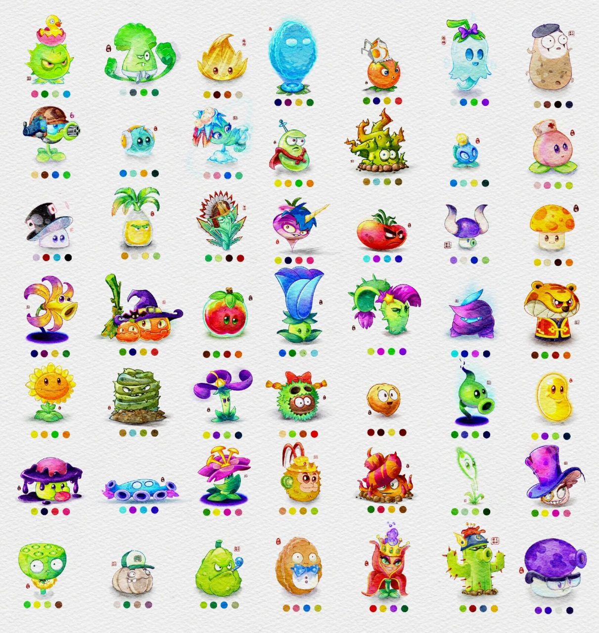 掌握秘籍合集|植物大战僵尸图鉴|彩铅教程 ipad水彩头像|q萌植物大战