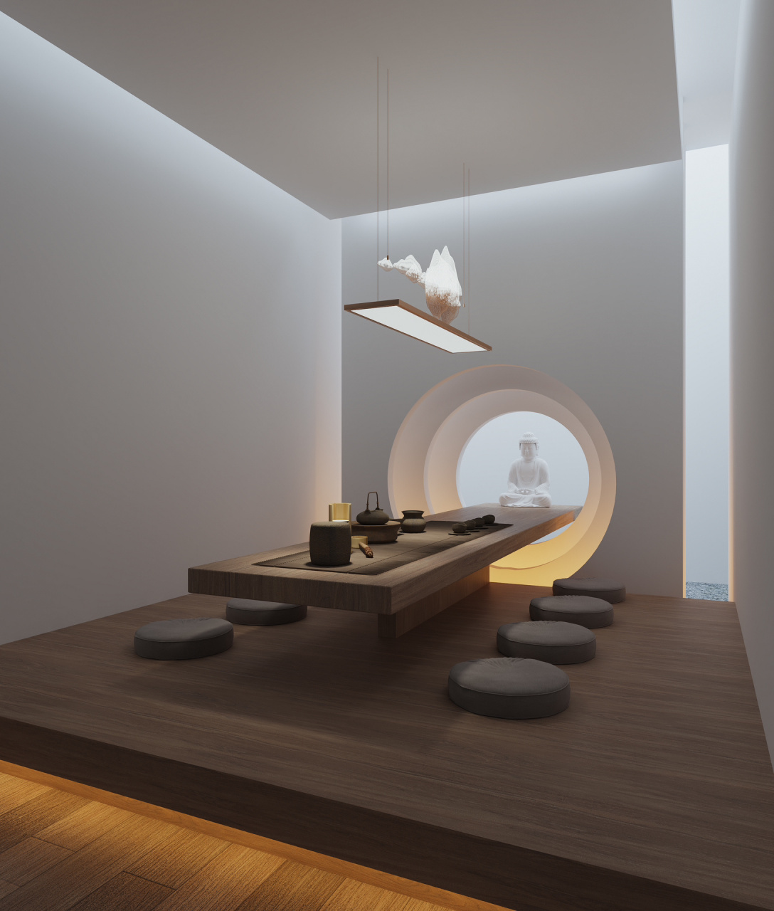 原创|佛文化茶室 刚设计好的一个项目,利用了外景内移的手法.