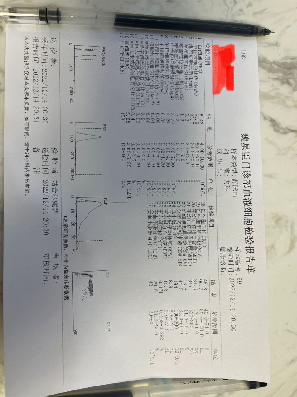 新冠第十天的血常规化验单